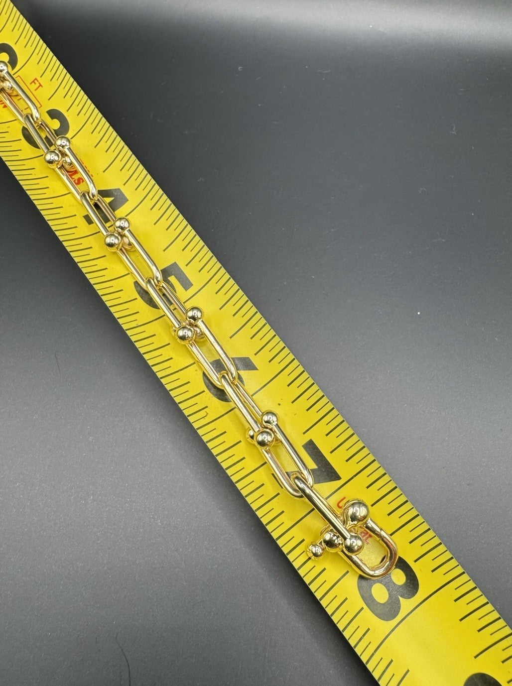 14K Yellow Gold Semi-Solid U-Link Hardwear Bracelet 8.73mm 12.5 Grams Sz 7.50