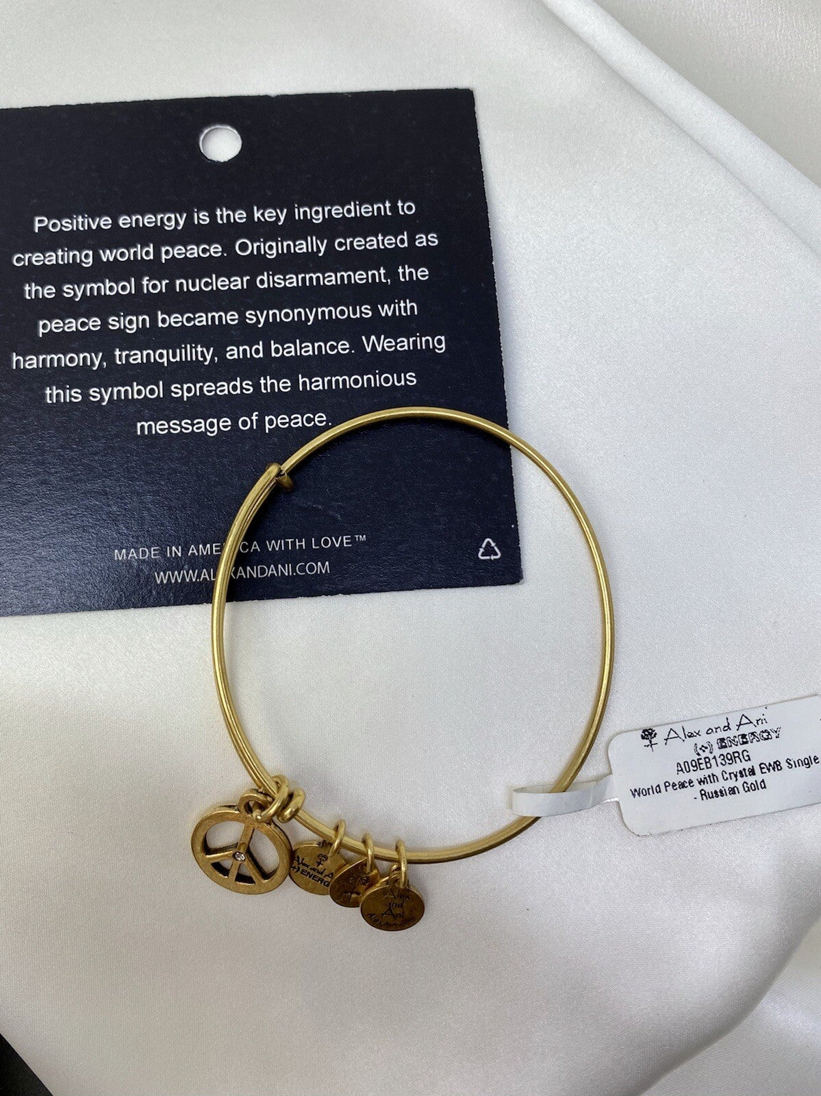 Alex And Ani World Peace Harmony Tranquility Rafaelian Gold Crystal Bracelet