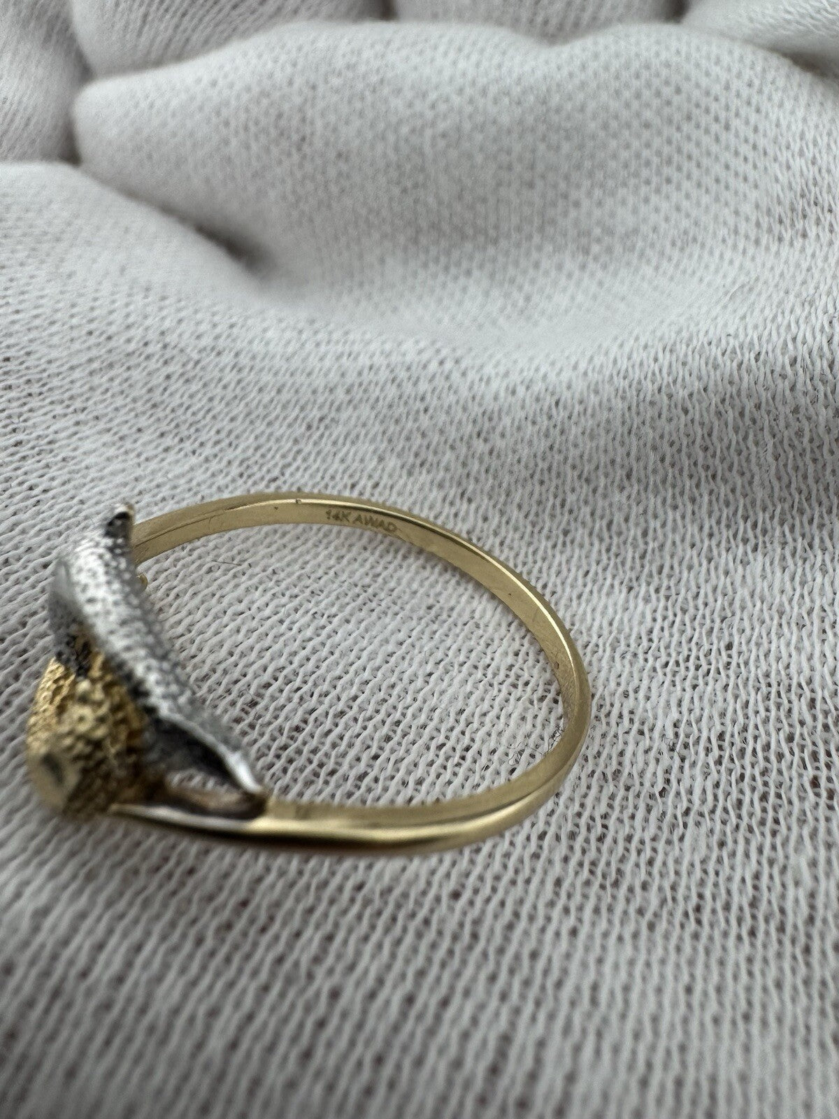 14K Yellow & White Gold Diamond Cut Dolphin Infinity Circle Ring - 2G, 11mm 6.5