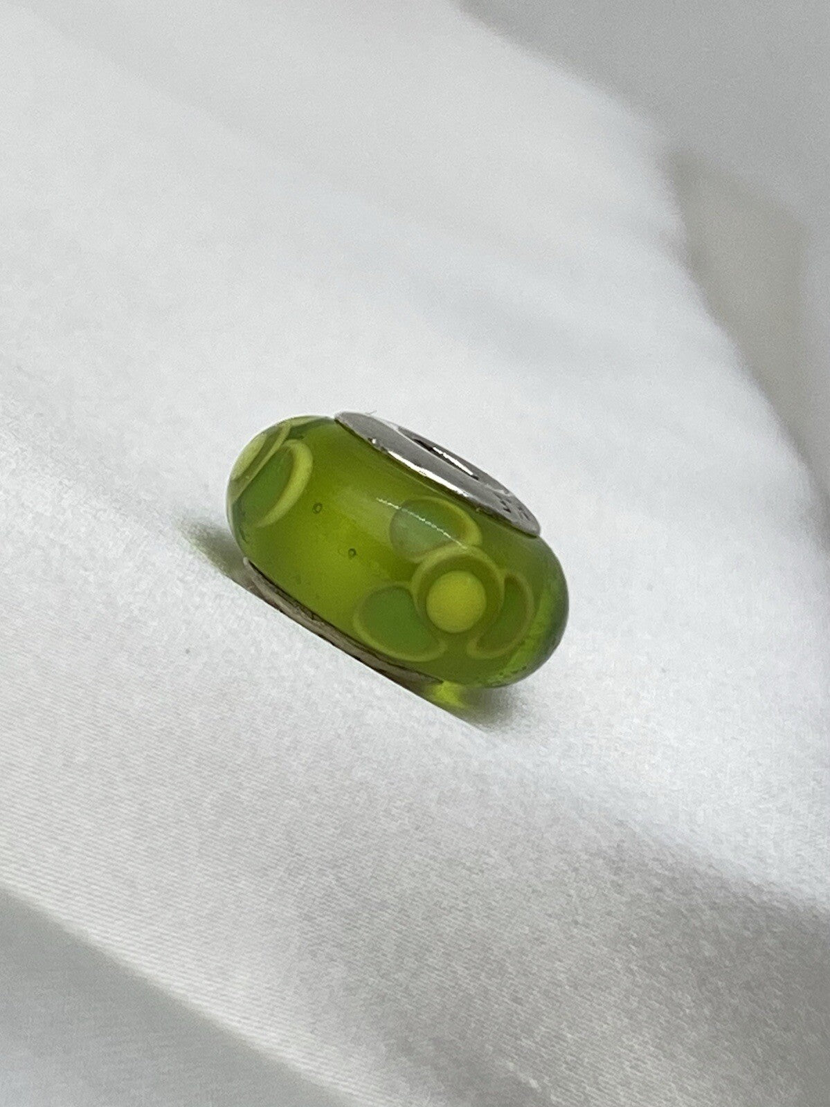 Pandora ALE 15mm Cristal Murano Plata de Ley 925 Charm Flores Verde Lima