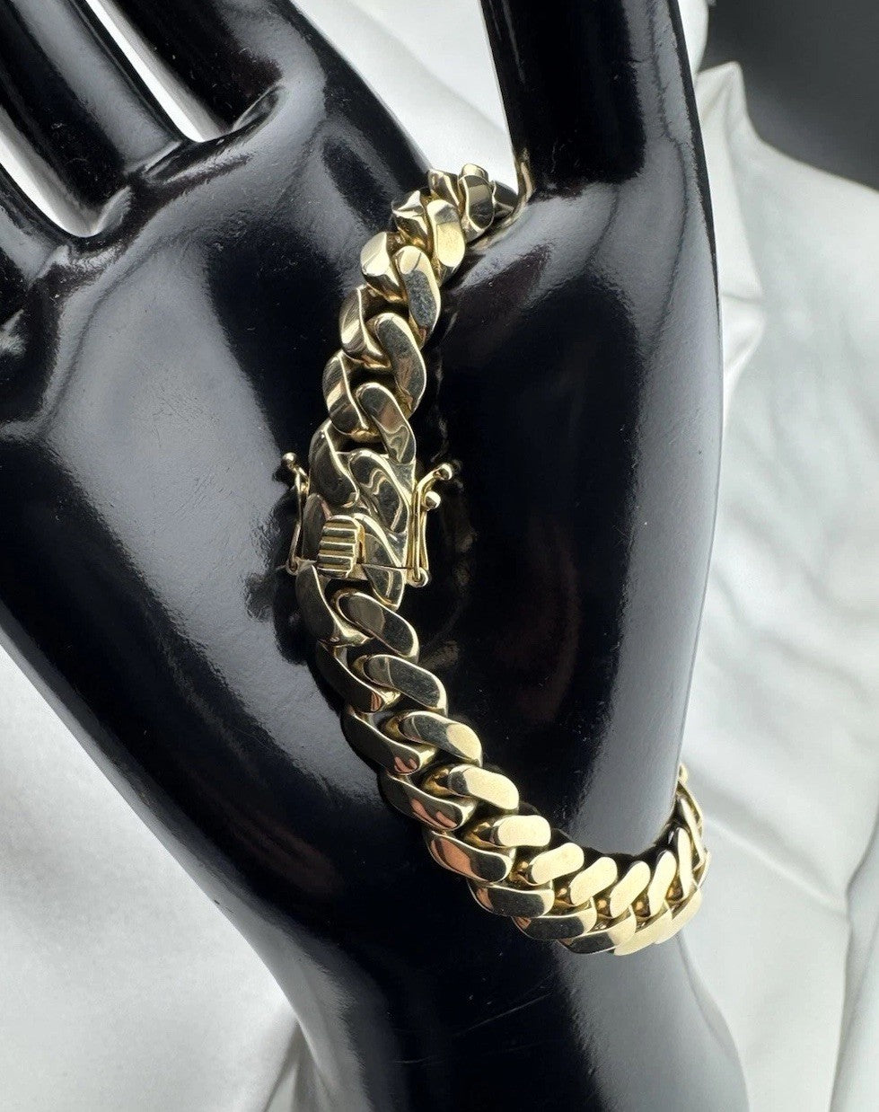14K Gold Semi Solid Miami Cuban Link Chain Bracelet 9.76mm 8.5 Inch 19.7 Grams
