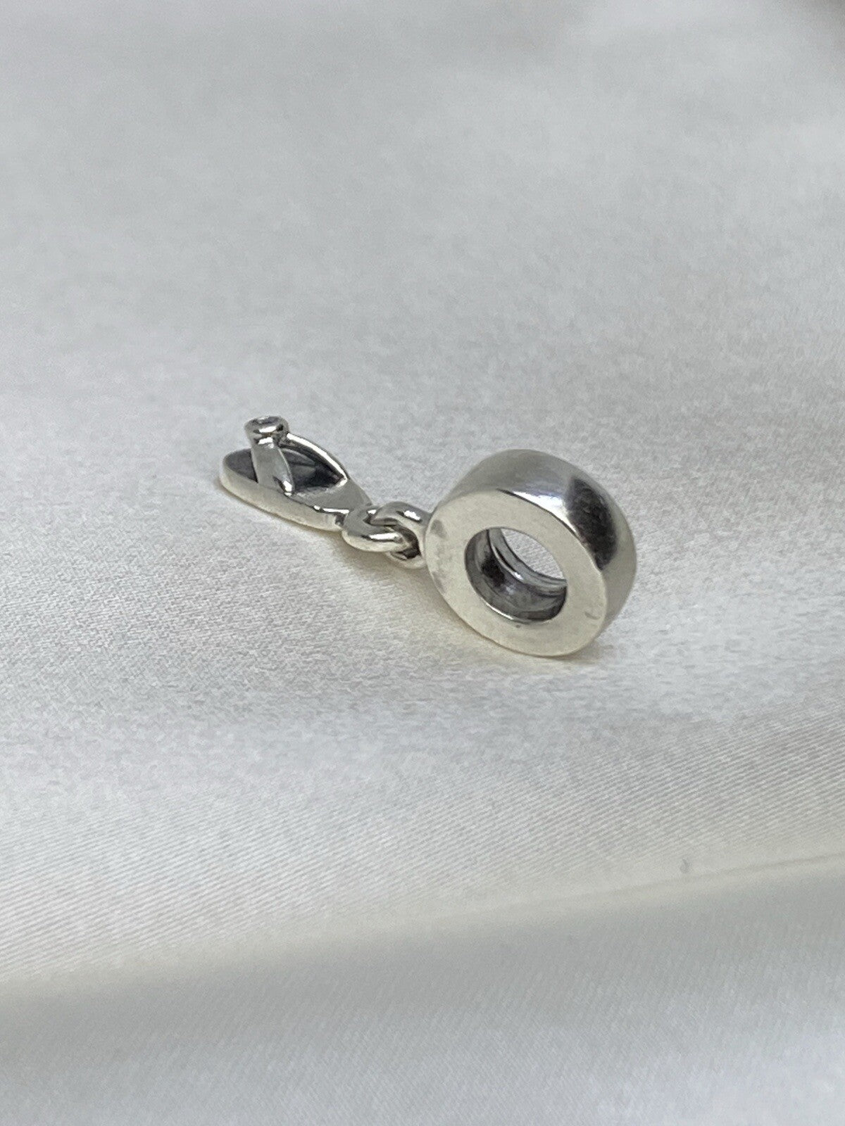 Pandora Vintage Sterling Silver 925 Purple CZ 4.5mm Flip Flop Dangle Bead Charm