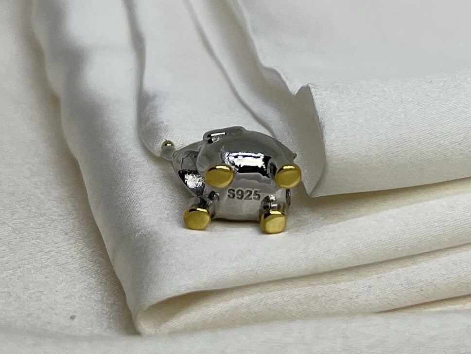 Sterling Silver 925 Lucky Elephant Playing with Hat & Ball European Charm