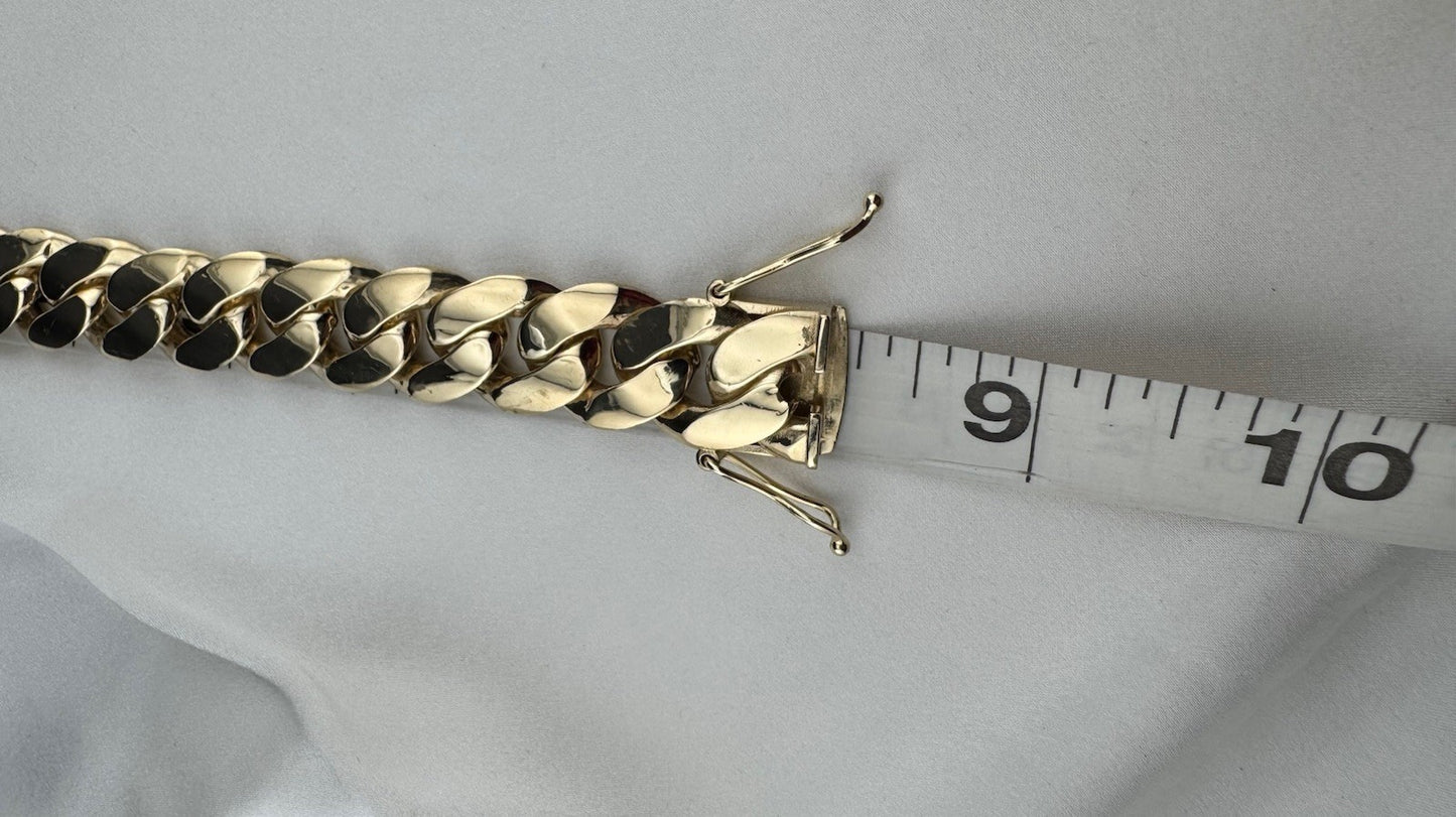 14K Yellow Gold Miami Cuban Link Bracelet 17.6mm 8.2” 45.8G Semi-Solid Box Lock