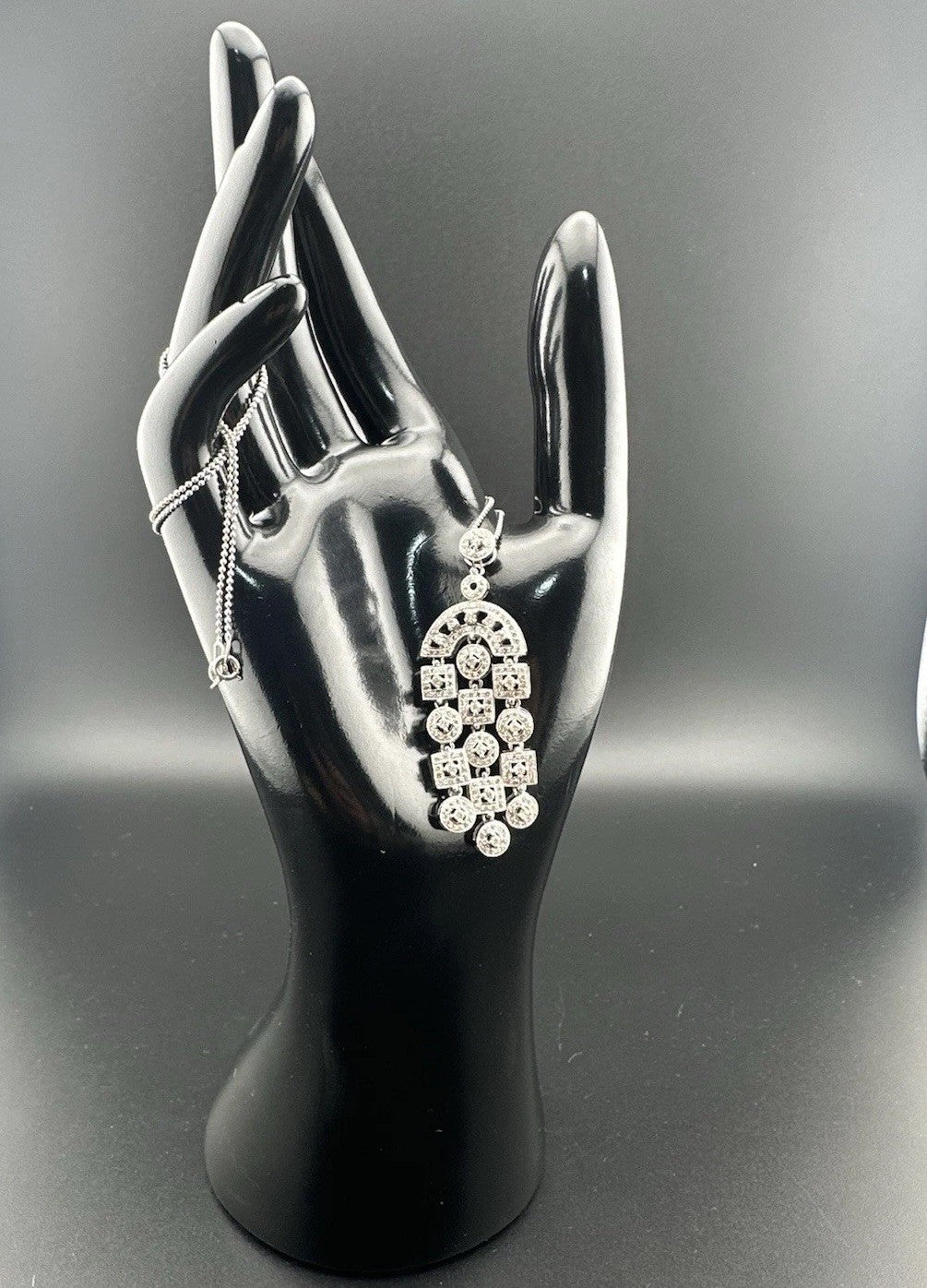 Vintage 18K White Gold Diamond Rope Pendant Necklace 20in 9.8 Gram 55x18mm 1990s