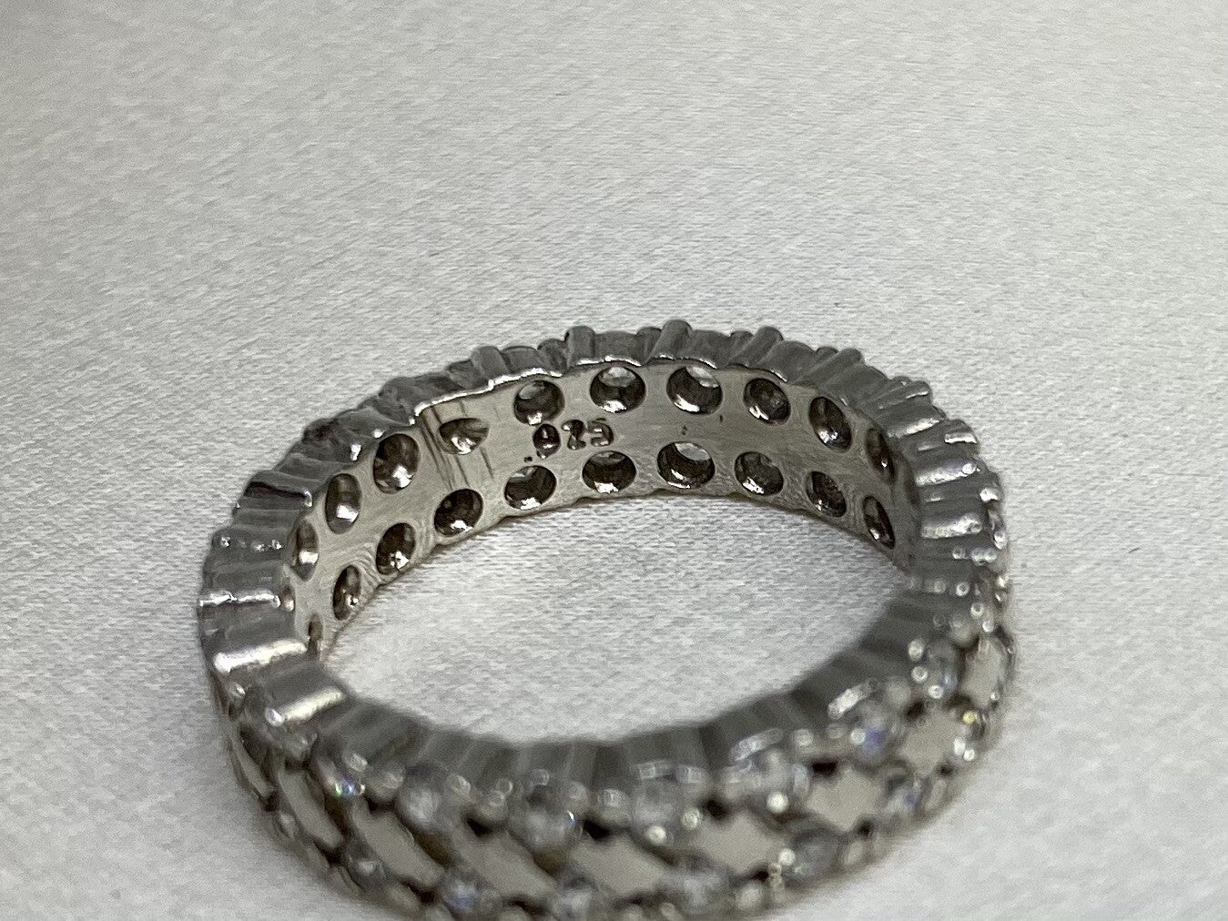 Eternity Band Cubic Zirconia Ring Rhodium Plated Sterling Silver 925 Size 5.25