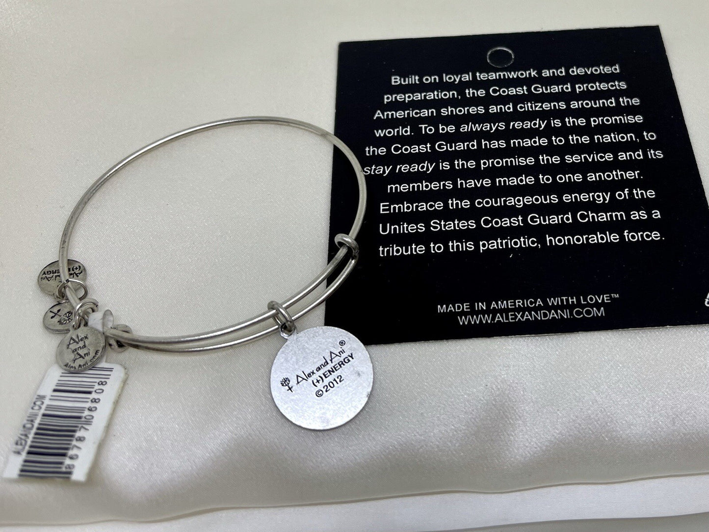 Alex and Ani US Coast Guard Honor Rafaelian Silver Charm Bangle Bracelet