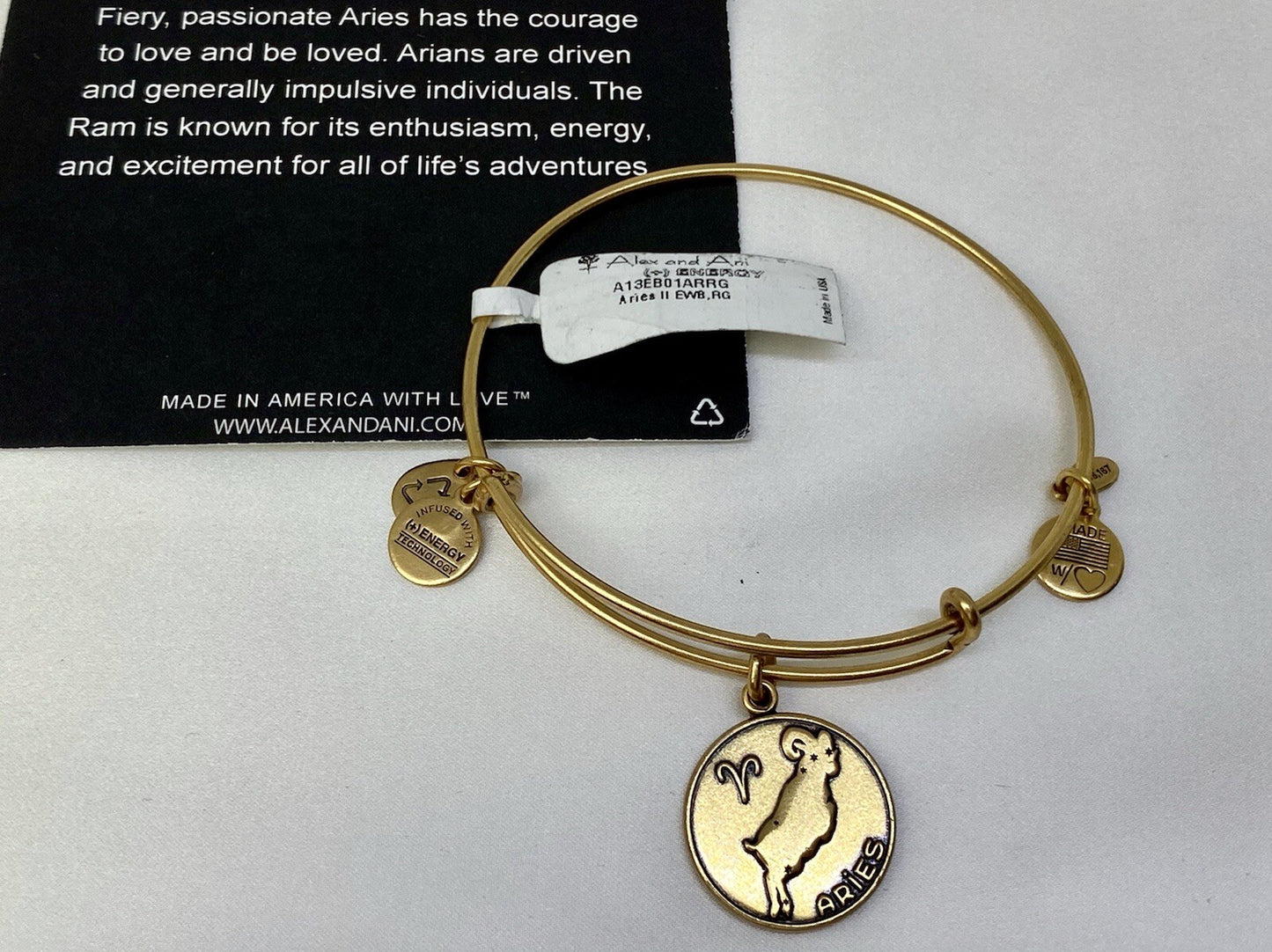 Alex And Ani Aries Zodiac Wire Bangle Rafaelian Gold Charm Bracelet
