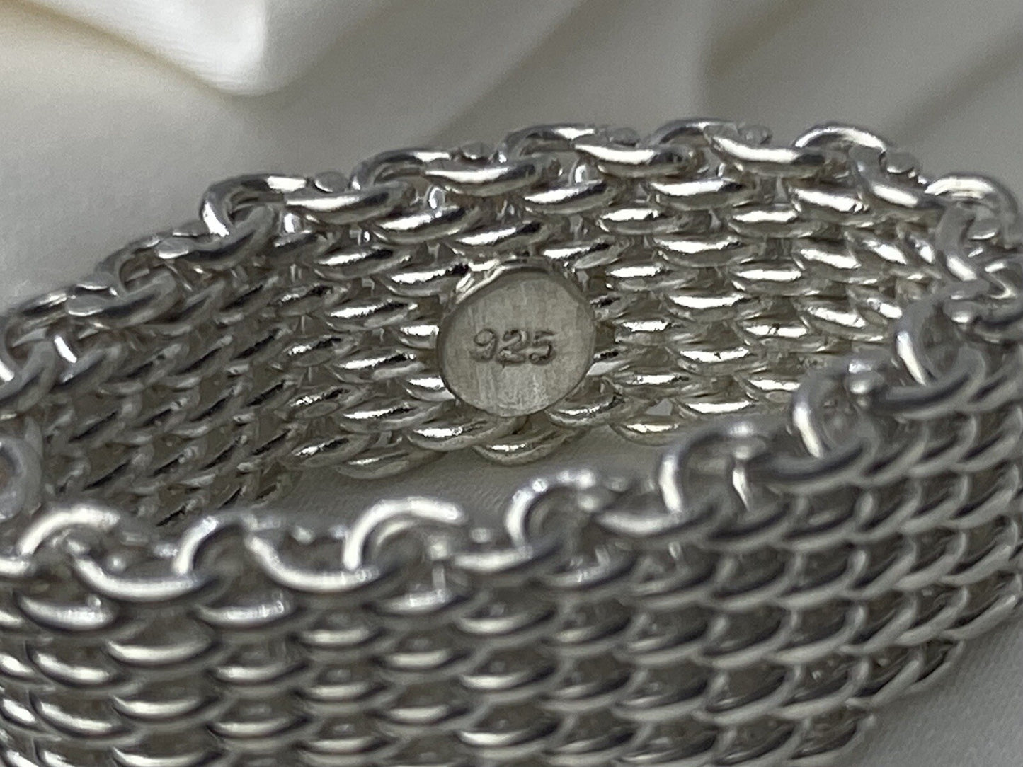 Sterling Silver 925 Mesh 8.5mm Flexible Band Ring By Beltran Jewelry