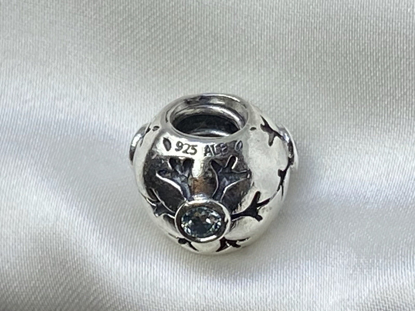 Pandora ALE Sterling Silver 925 9mm Snowflake European Charm Aqua Cz Retired