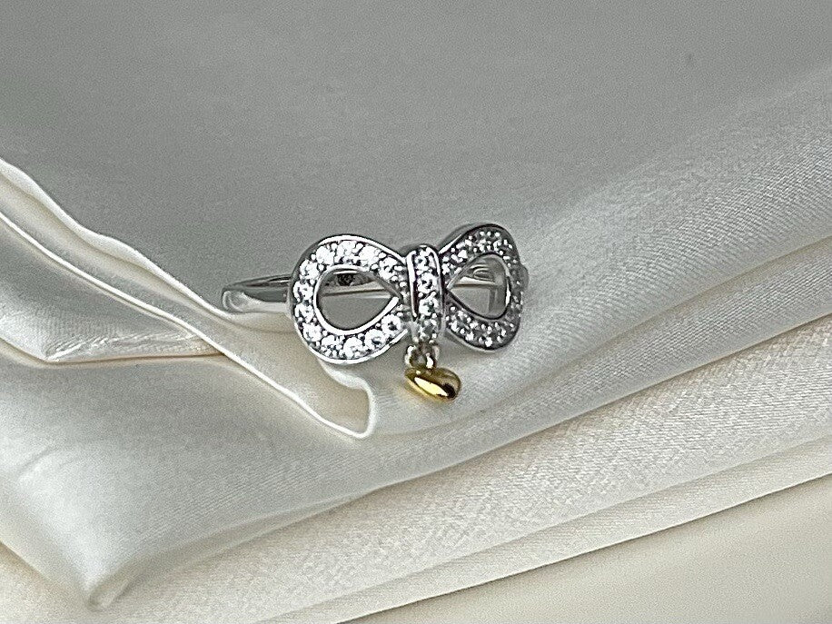 Anillo de oro colgante con corazón, infinito para siempre, de plata de ley 925 con circonitas cúbicas pavé