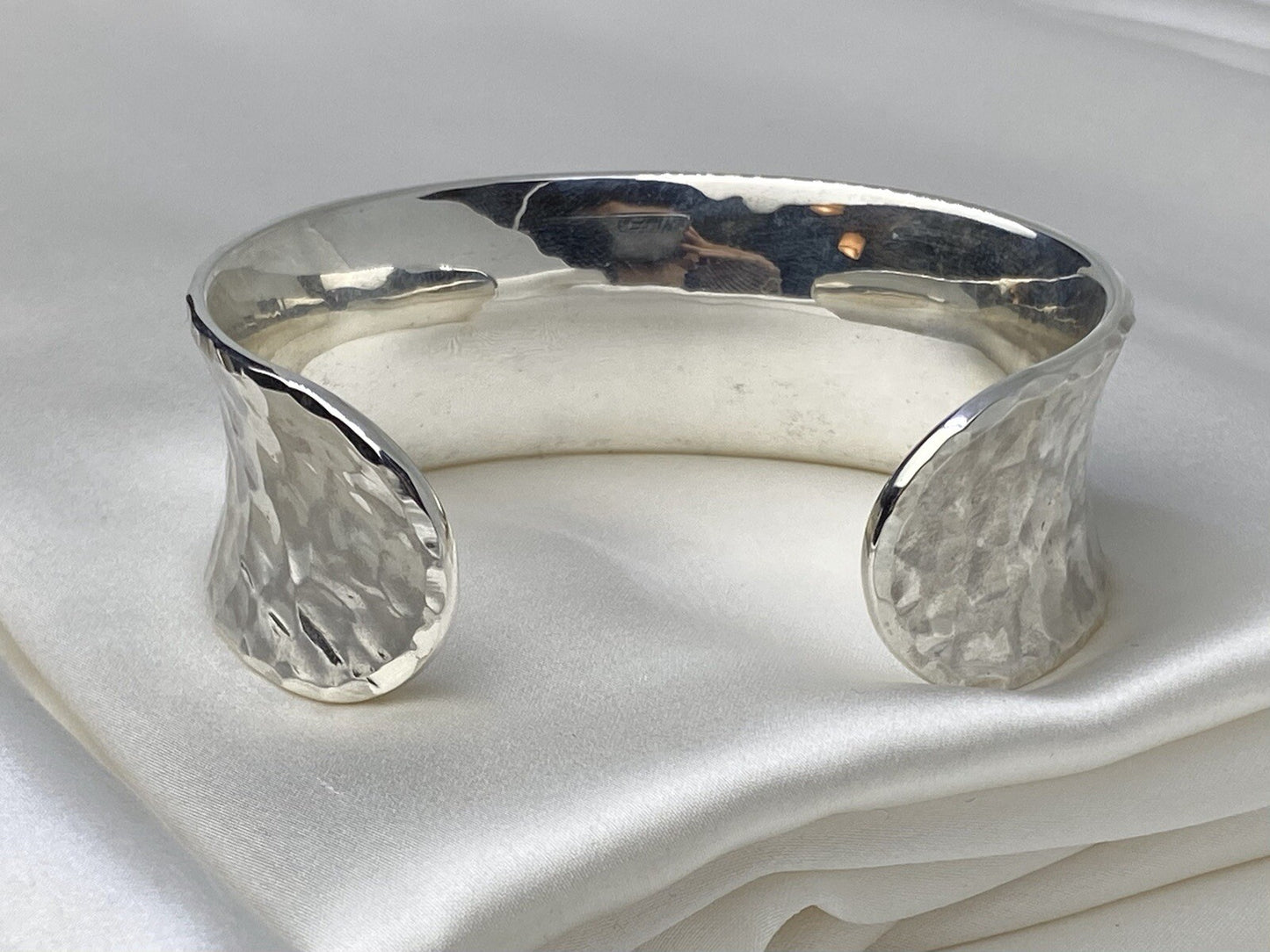 Hammered Style Sterling Silver 925 24mm Hand Crafted Bracelet By Beltran Jewelry