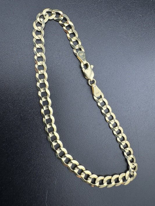 14K Yellow Gold Curb Link Bracelet 7.25in 4.67mm 4.9 Gram Classic Elegant Style*