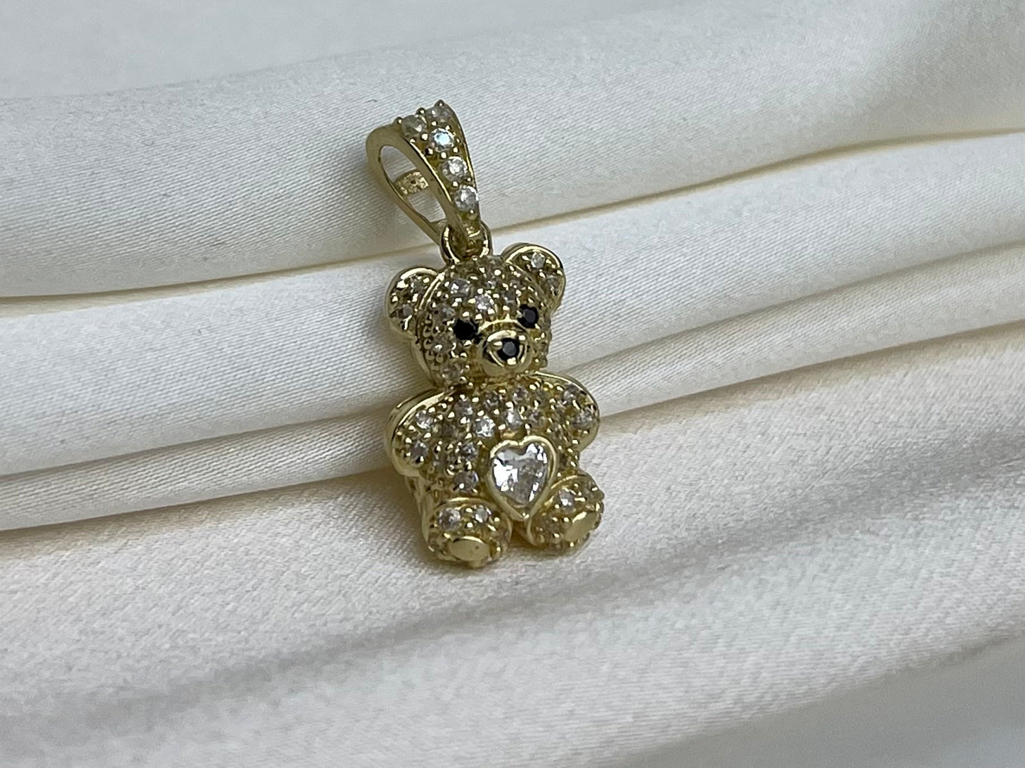 Beltran Jewelry - Colgante con forma de corazón de circonita cúbica de oro de 14 quilates, 0.945 x 0.433 in
