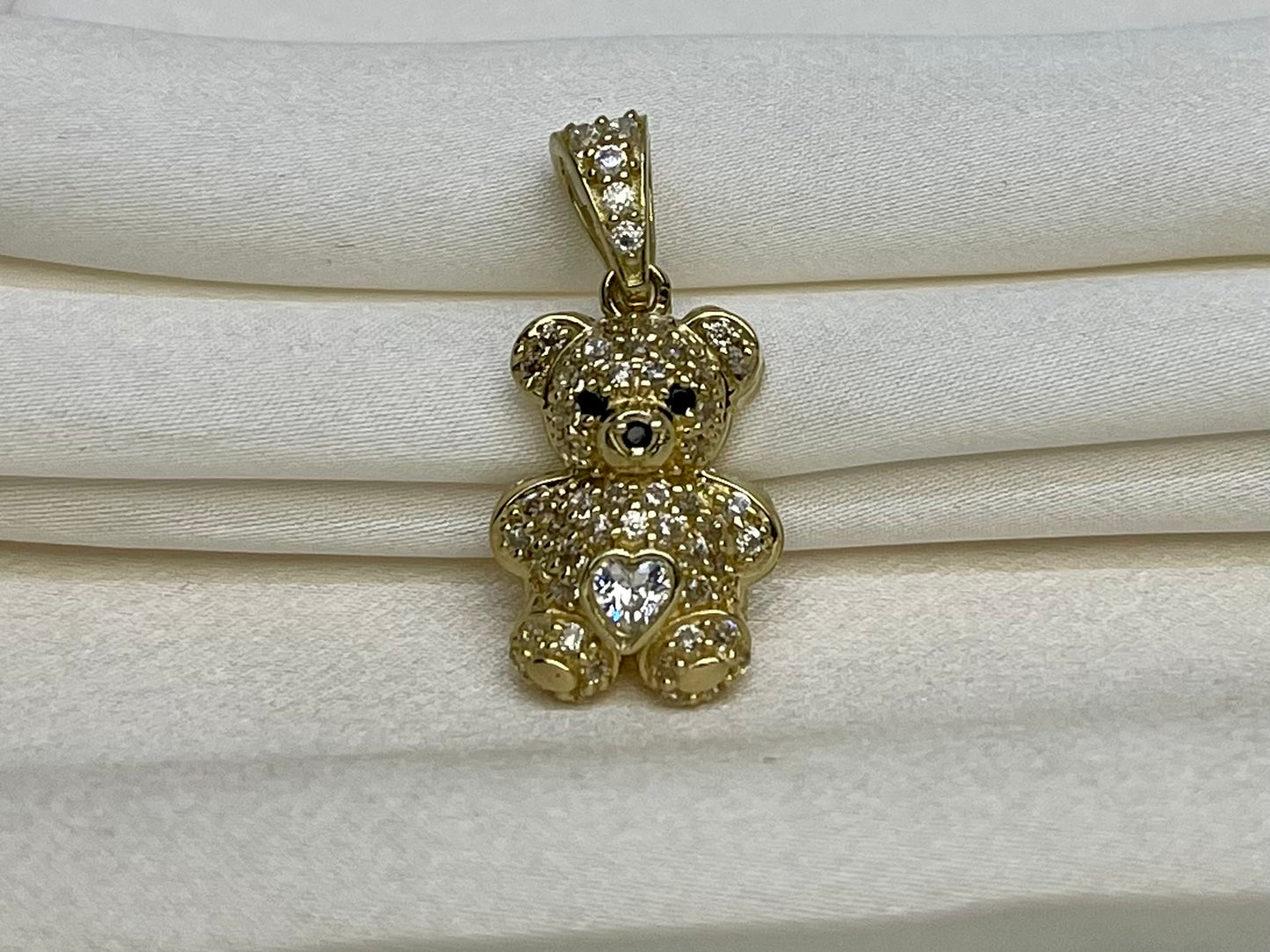 Beltran Jewelry - Colgante con forma de corazón de circonita cúbica de oro de 14 quilates, 0.945 x 0.433 in