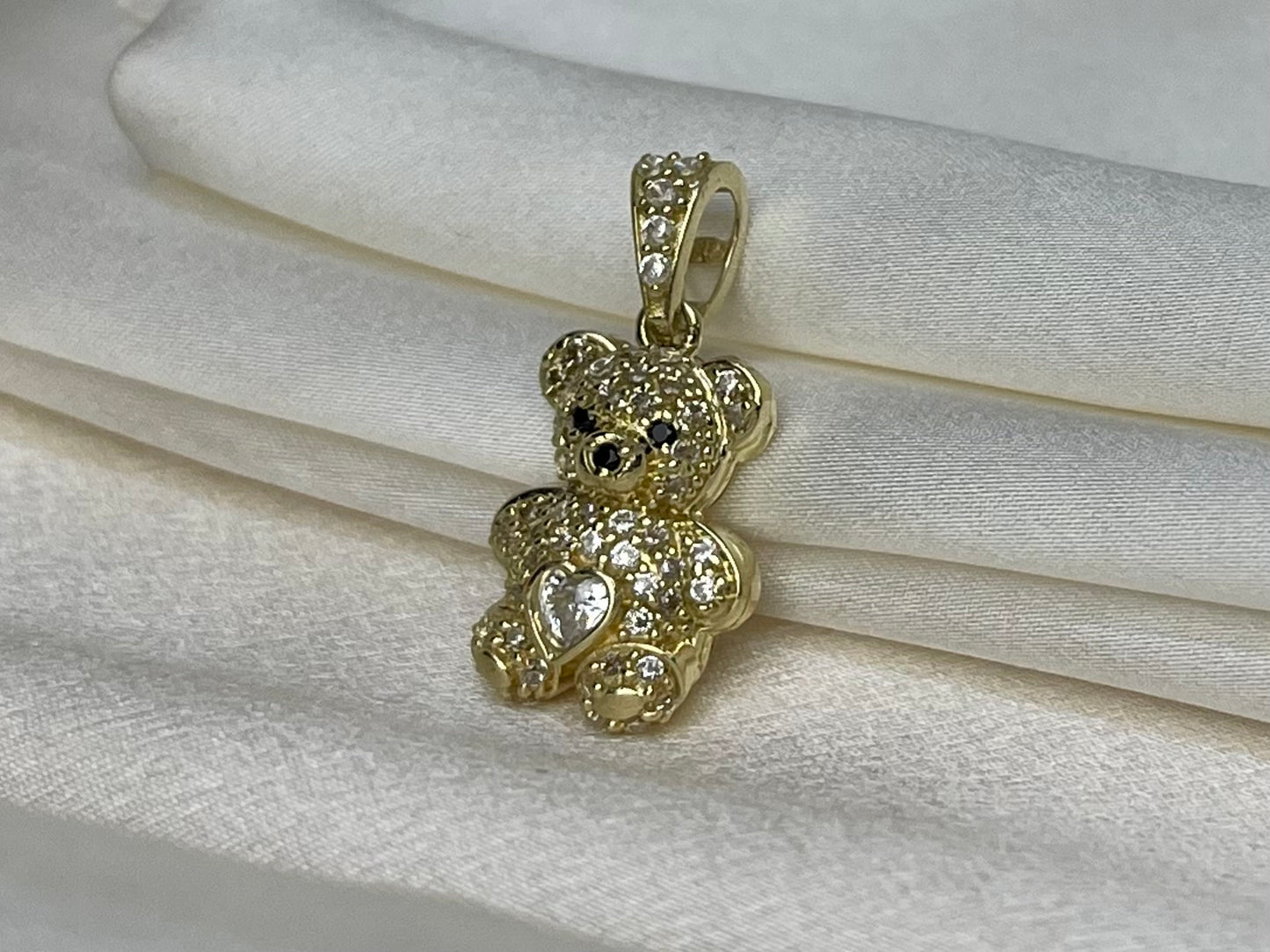 Beltran Jewelry - Colgante con forma de corazón de circonita cúbica de oro de 14 quilates, 0.945 x 0.433 in