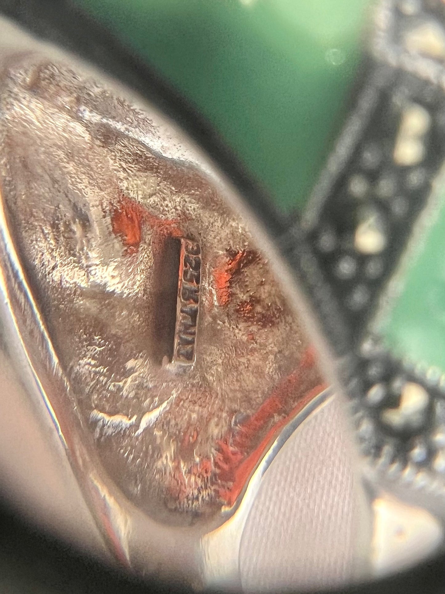 Handmade Thai Marcasite & 22g Sterling Silver 925 Ring - Size 6.75, Turquoise Enamel, Red Carnelian CZ - 29.70x37.83mm