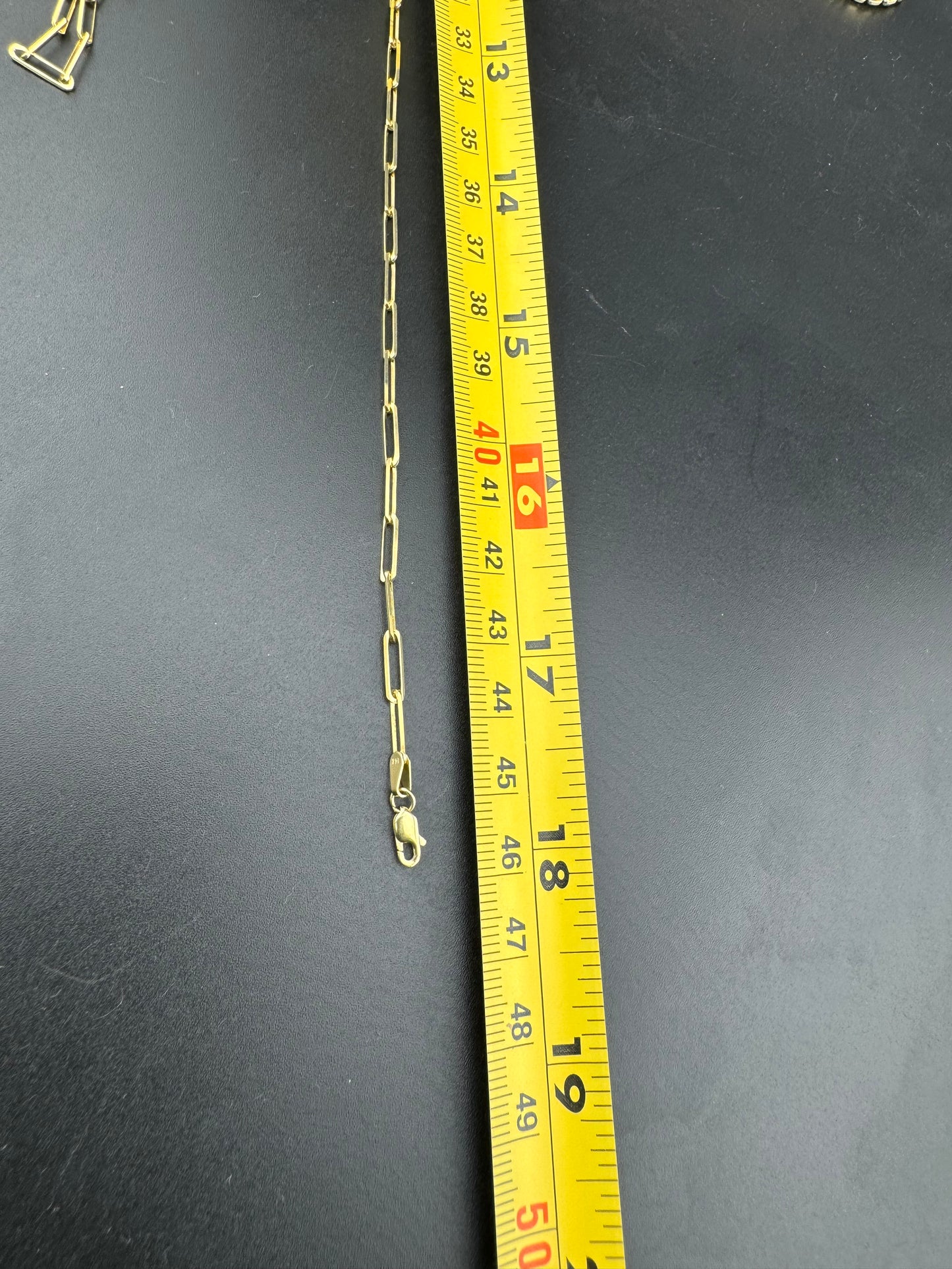 Collar de cadena de eslabones con clip de papel de 5 gramos en oro amarillo de 14 quilates (18 in, 2,54 mm de ancho)