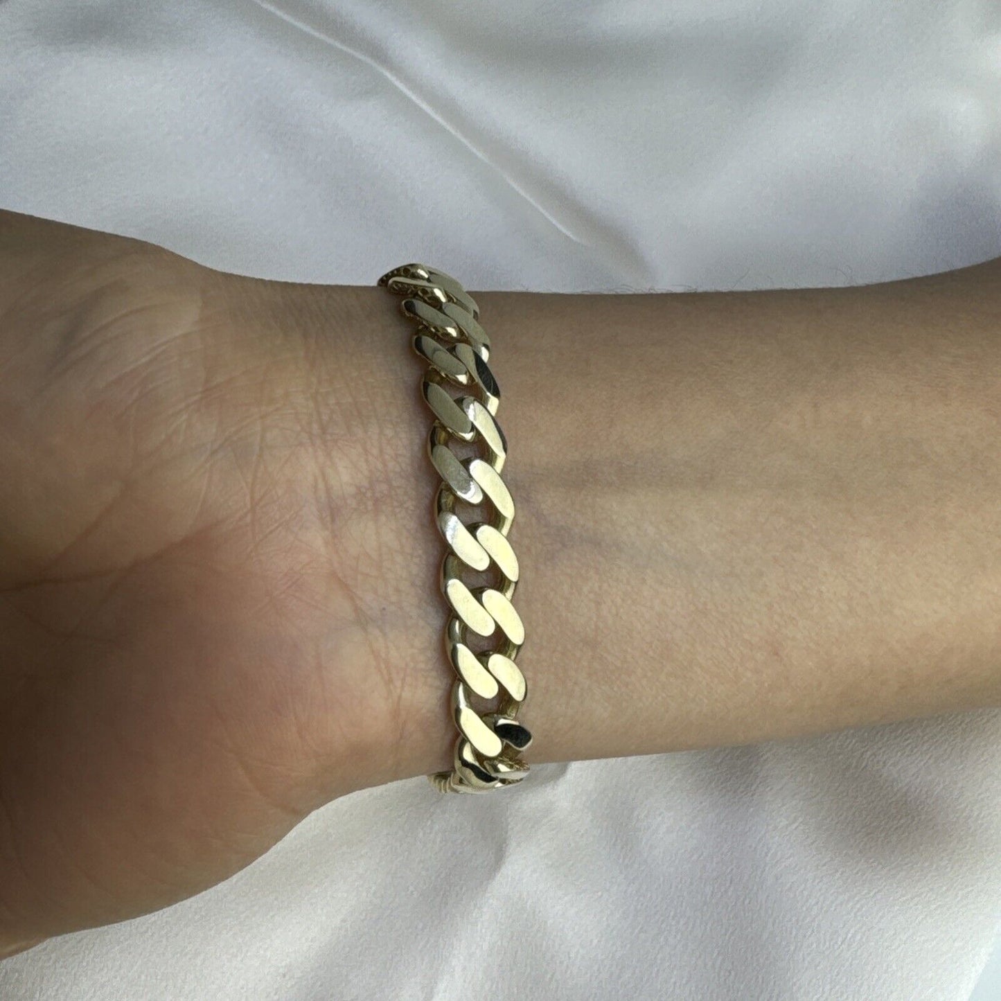 14K Yellow Gold 14 Grams Miami Cuban Link ITALLO Bracelet CZ Stones Sz 8.25 9mm