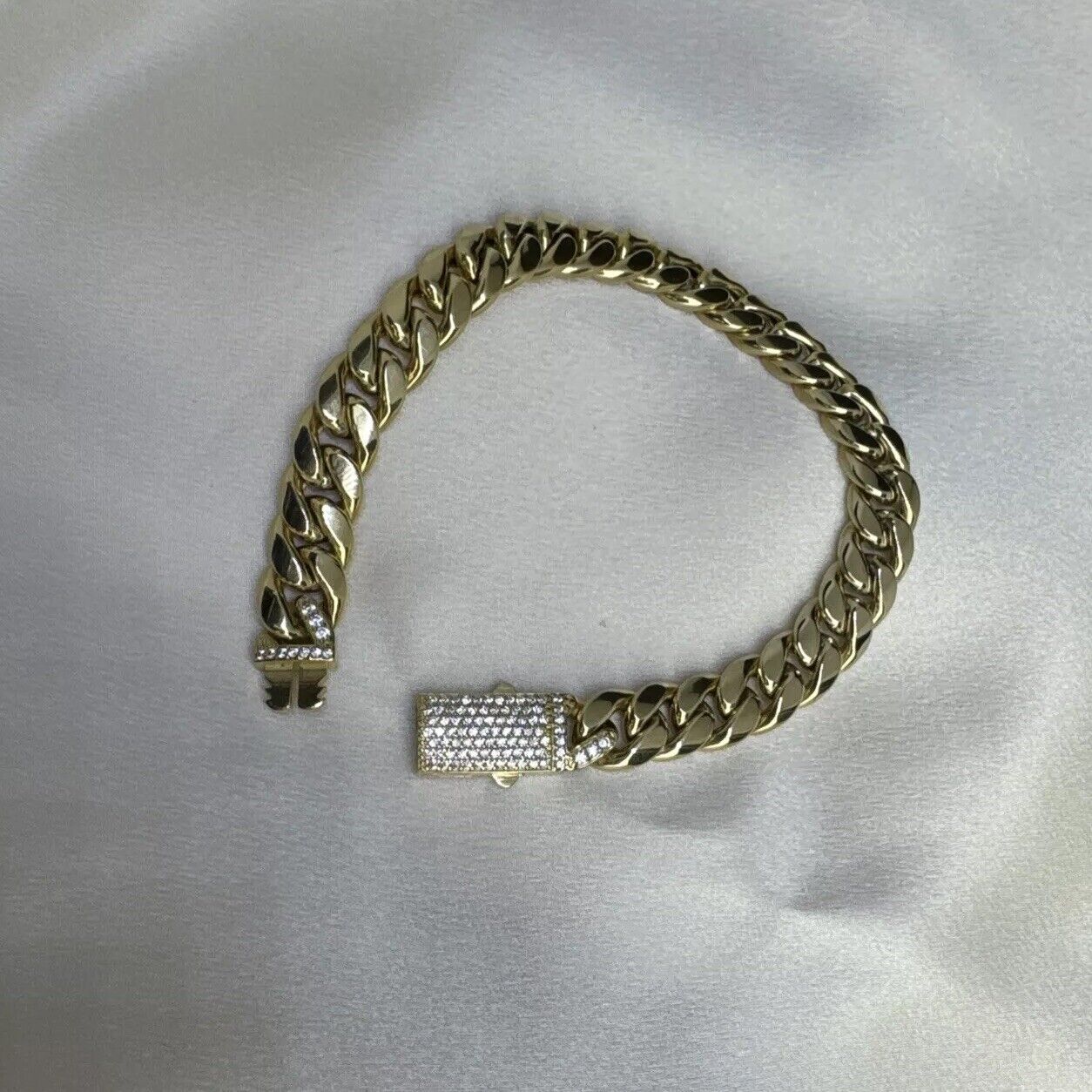 14K Yellow Gold 13.2 Grams Miami Cuban 9.75mm Link Bracelet Cubic Zirconia 8in
