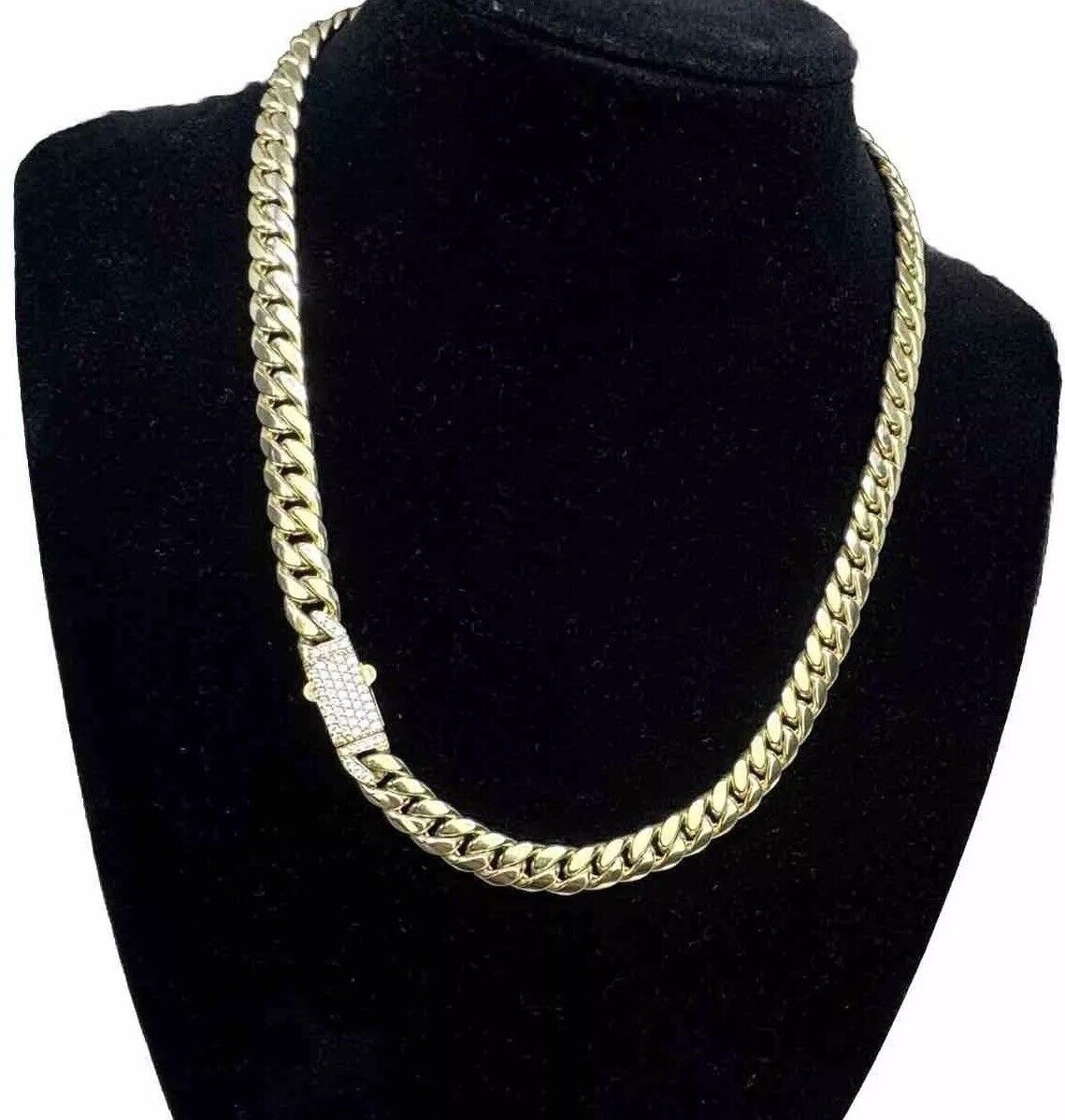 14K Yellow Gold 17.9 Grams Miami Cuban Link Chain 7.59mm Necklace W CZ 18.50in