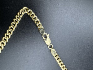 14K Yellow Gold Cuban Link Necklace W Personalized Heart Pendant 16in 13.2 Grams
