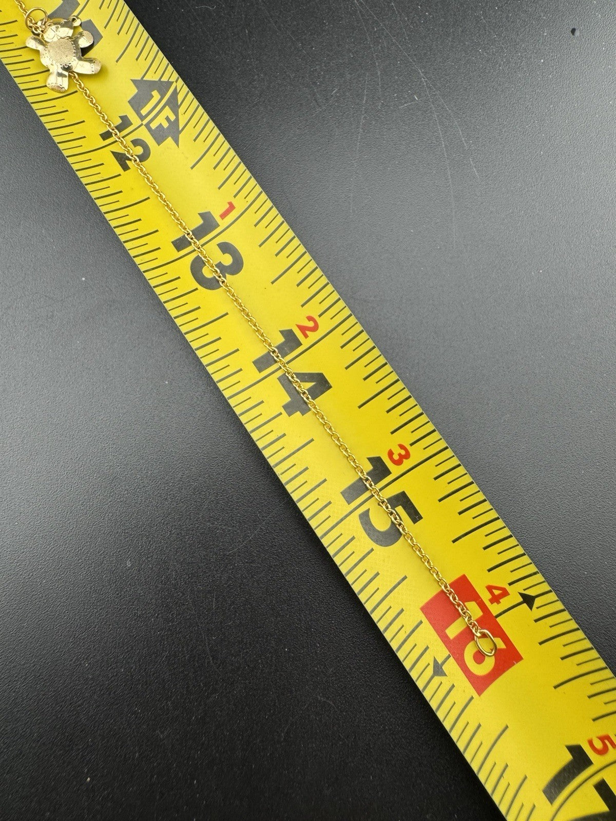 14K Gold Beltran Teddy Bear Cutout Pendant 16in 1.52mm Chain Italy 16mm 2.8 Gram