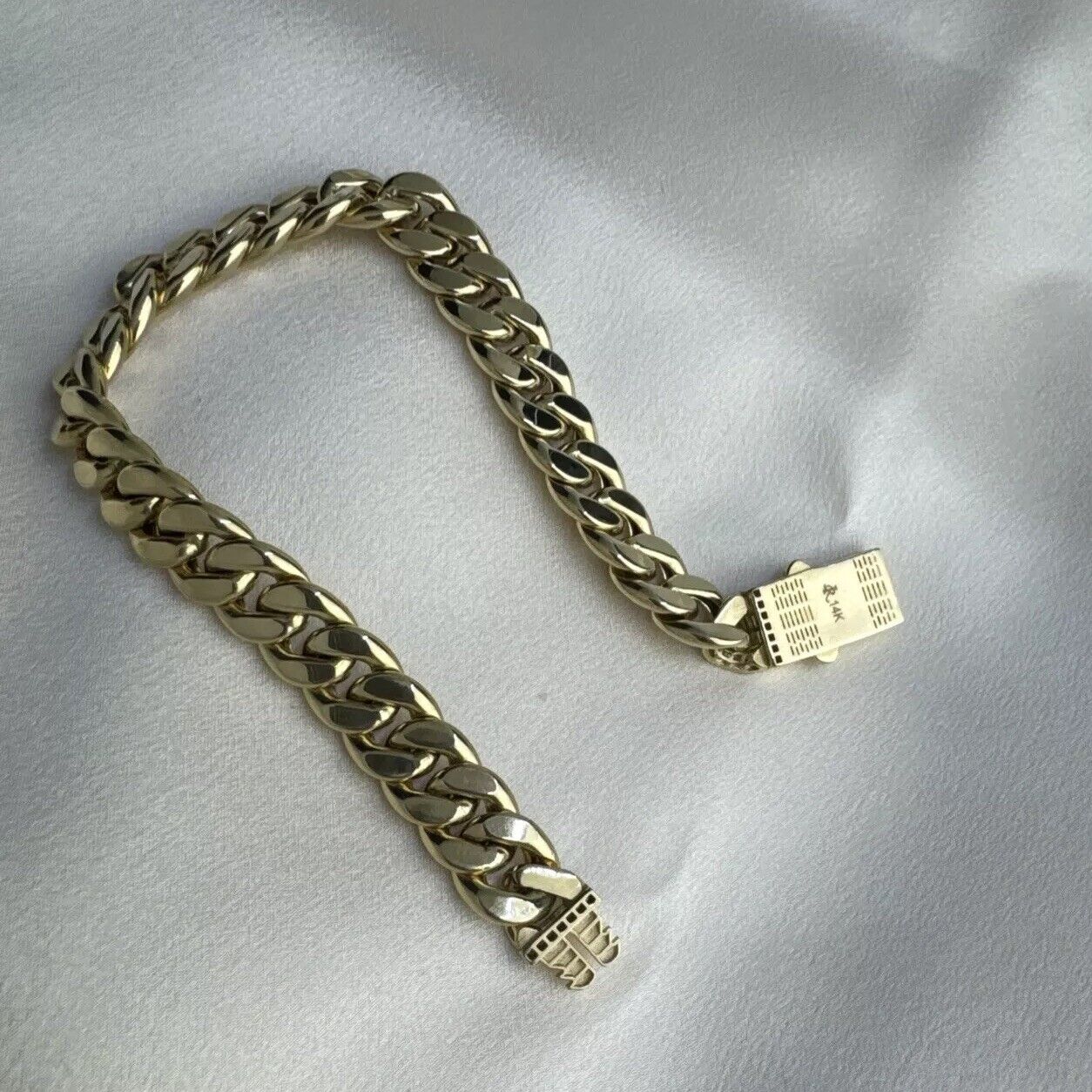 14K Yellow Gold 13.2 Grams Miami Cuban 9.75mm Link Bracelet Cubic Zirconia 8in