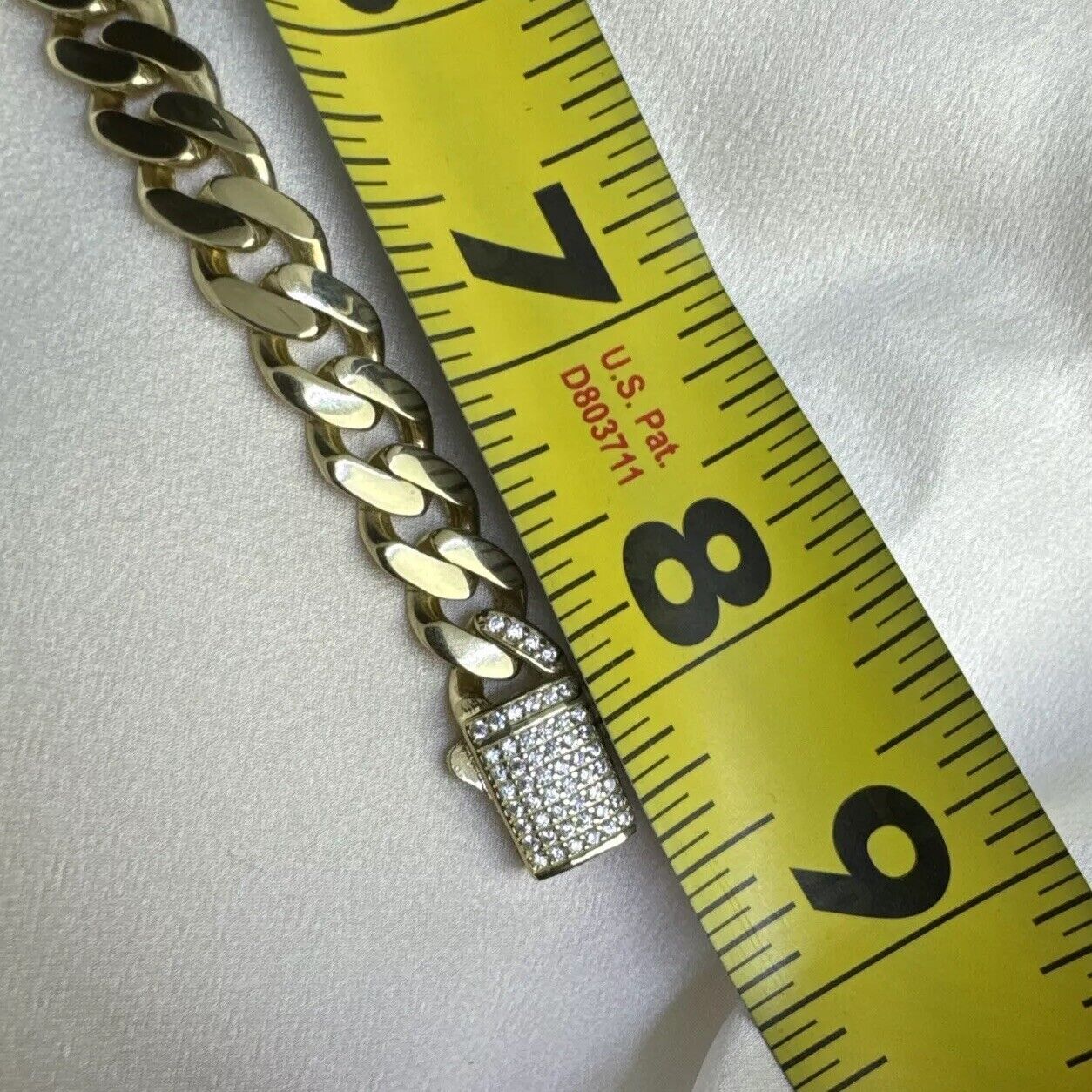 14K Yellow Gold 14 Grams Miami Cuban Link ITALLO Bracelet CZ Stones Sz 8.25 9mm
