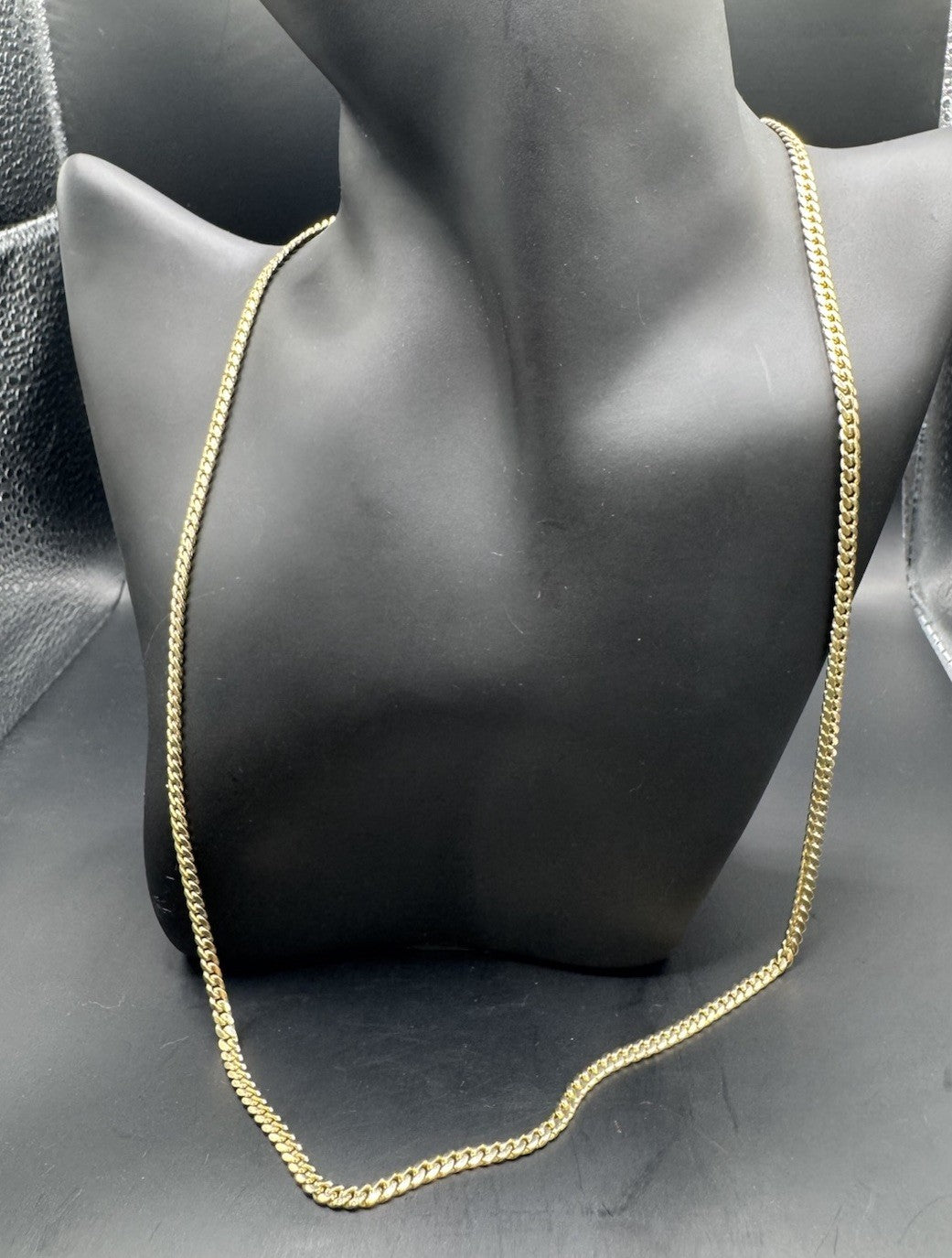 14K Yellow Gold Solid Miami Cuban Link Chain Necklace 3.29mm 22.25 in 18.5 Grams