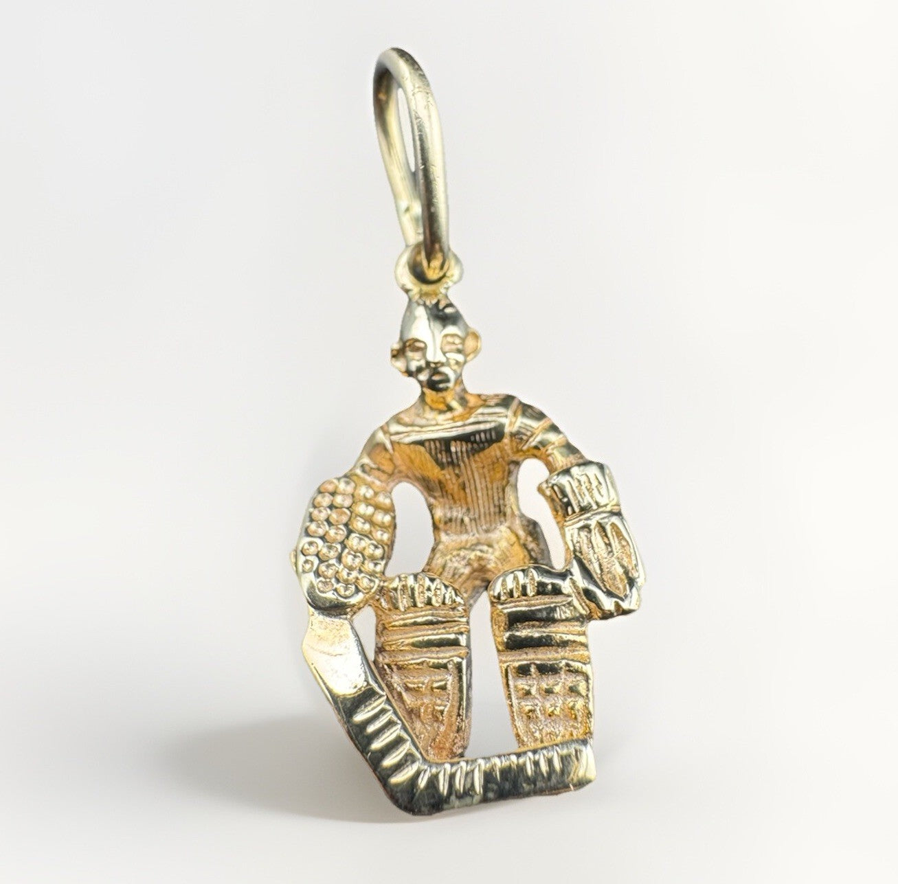 14K Solid Gold Hockey Player Charm Pendant 4.4 Grams 23x14mm Stick Sports Gift