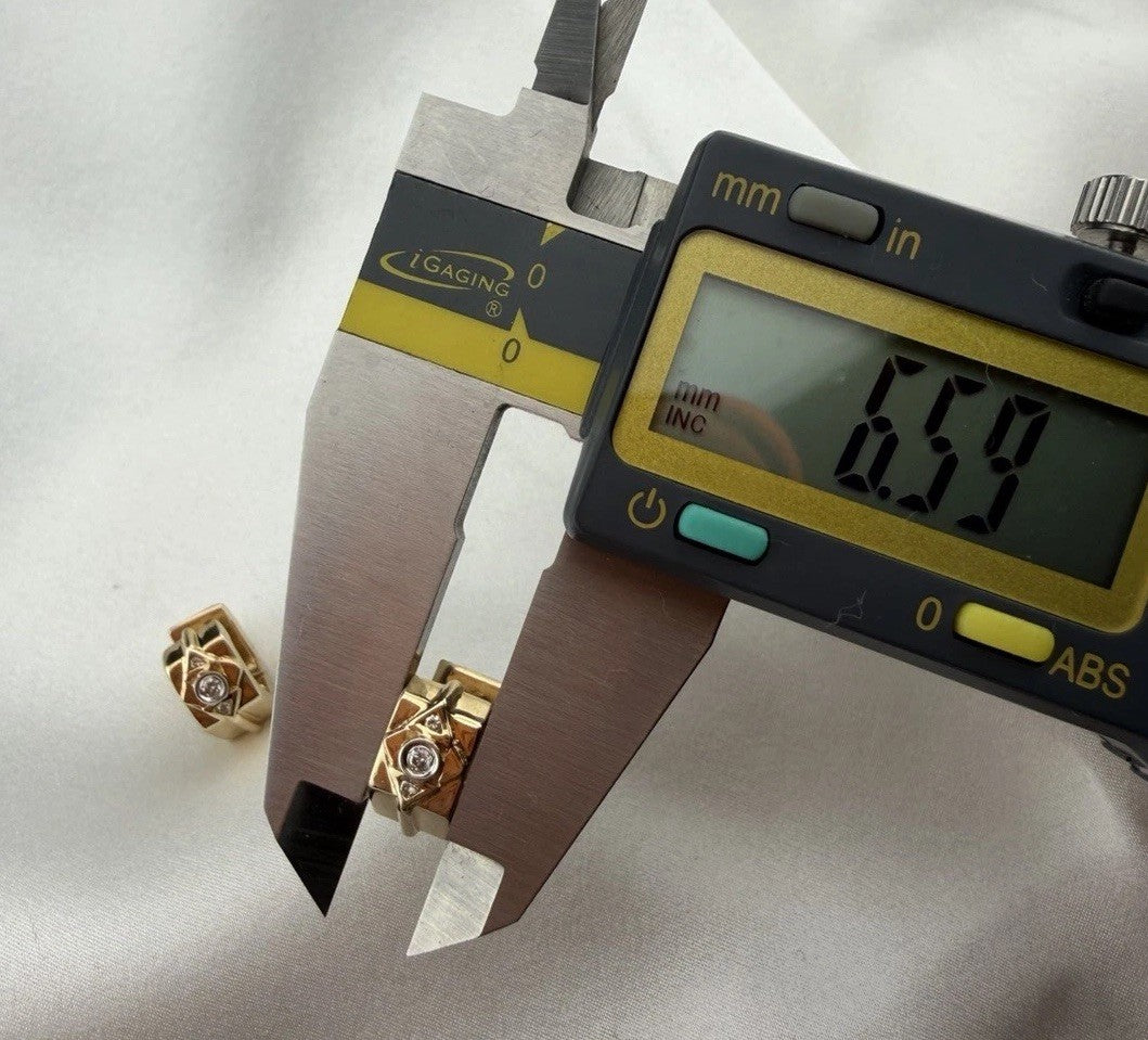 14K Yellow Gold Diamond Geometric Huggie Earrings 5.7 Grams Hinged 13.13x6.59mm