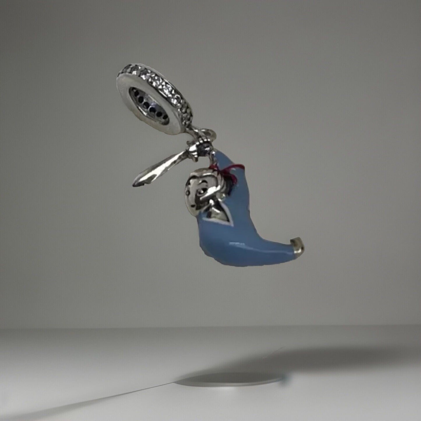 Sterling Silver 925 Dangle Enamel CZ Stone Chinese Kawaii Mulann Character Charm
