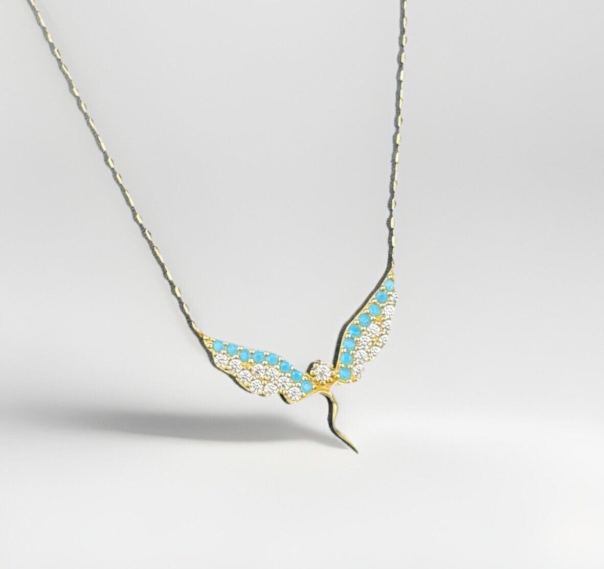 14K Gold Perfectina Chain 18in Adjustable Necklace Angel Wing Pendant 3.1 Grams