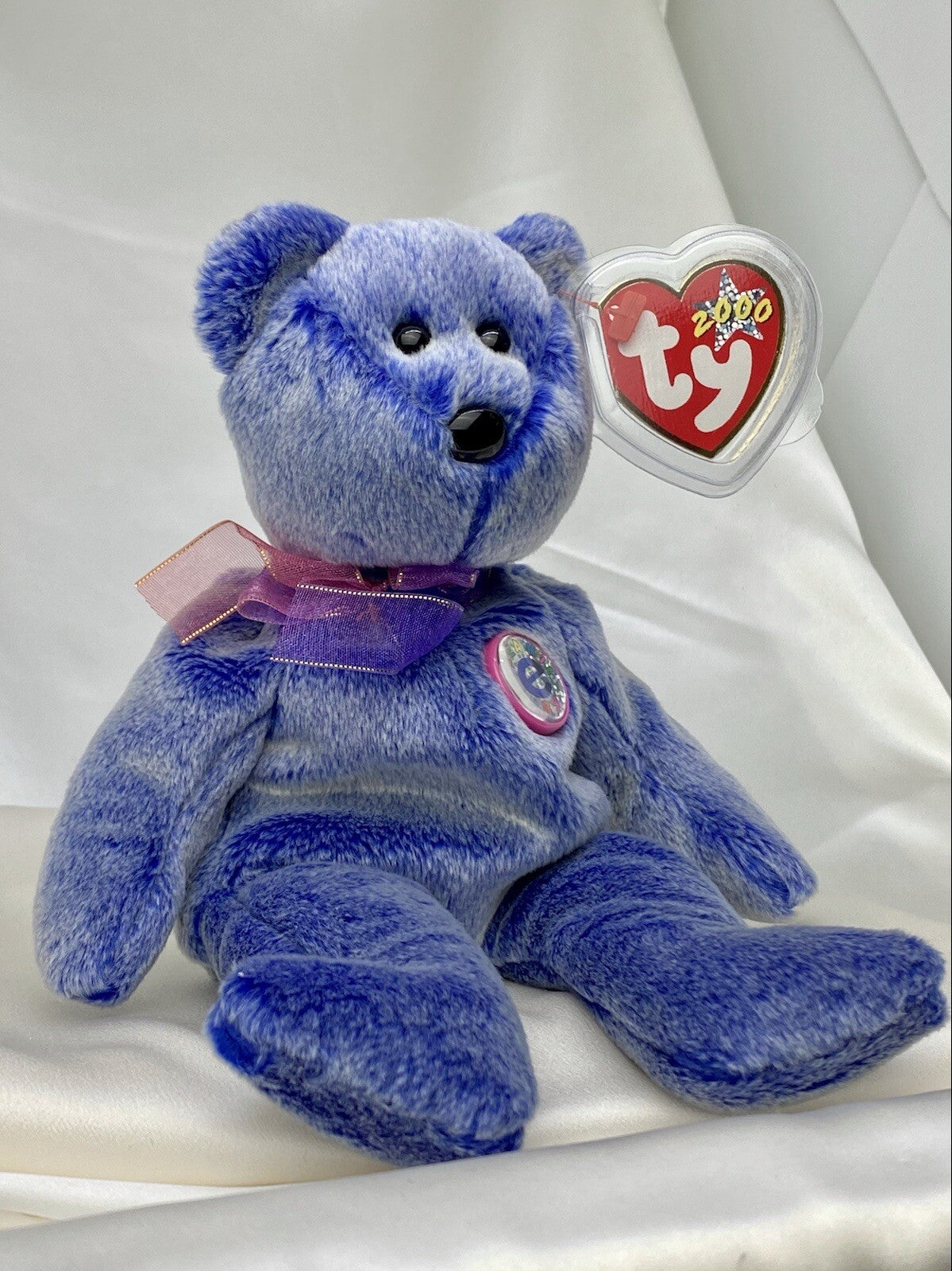Oso Ty Beanie Baby Periwinkle Retirado Raro 2000 Menta C.E. Con Múltiples Errores