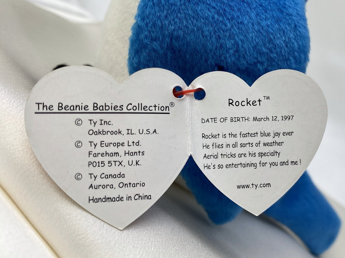 Rare Retired Ty Beanie Baby Rocket The Blue Jay 1997 Mint Pellets With Errors