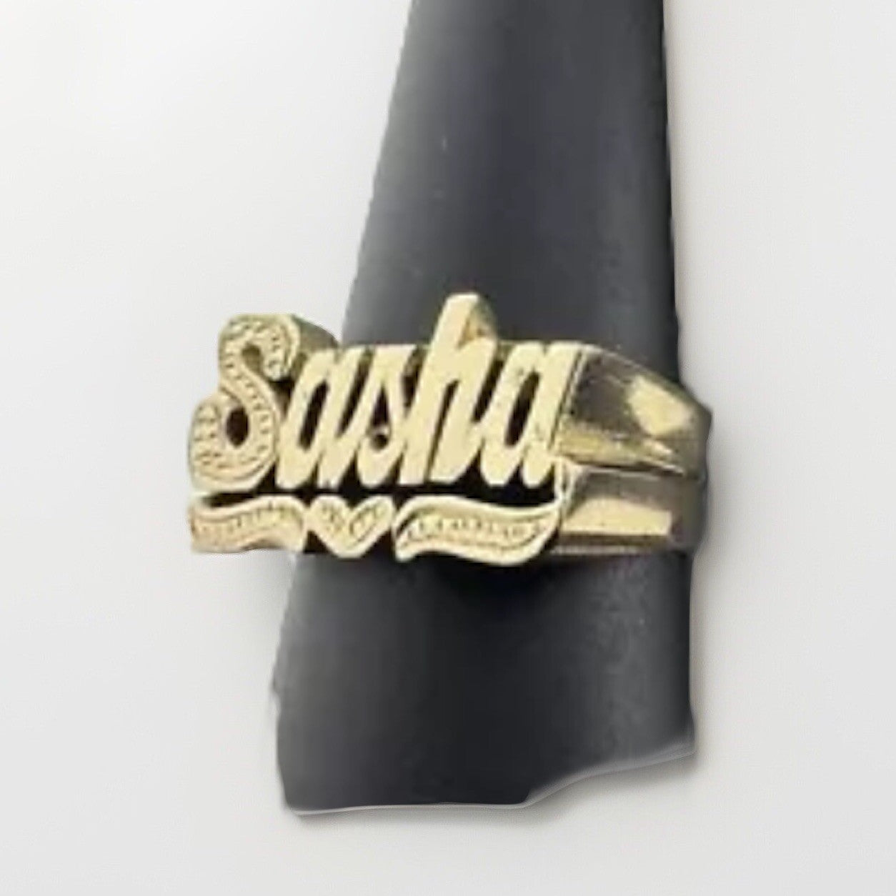 Beltran Jewelry Sasha Handmade Name Ring 14K Gold Heart Tail Design 5.1G Sz 7
