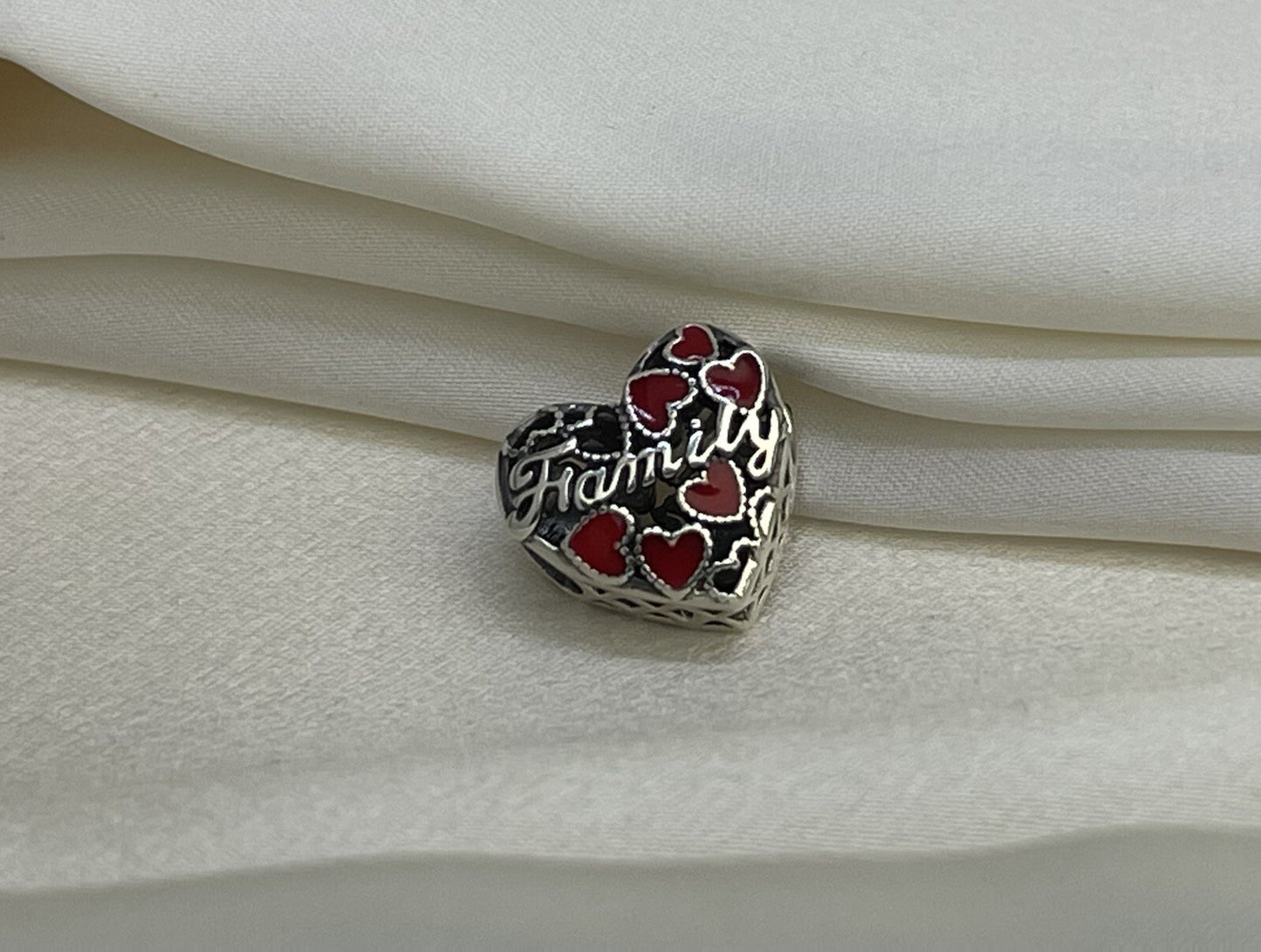 Sterling Silver 925 Love Red & Pink Color Changing Enamel Hearts Family Charm