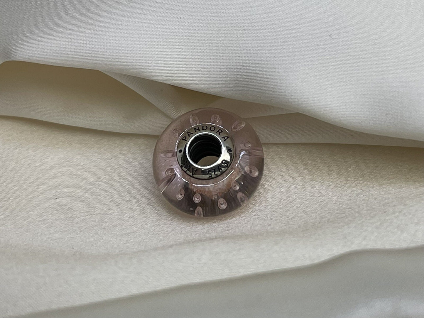 Pandora Plata de Ley 925 Rosa Glitter Circonita Cúbica Brillo Hielo Gota Murano Cristal Charm