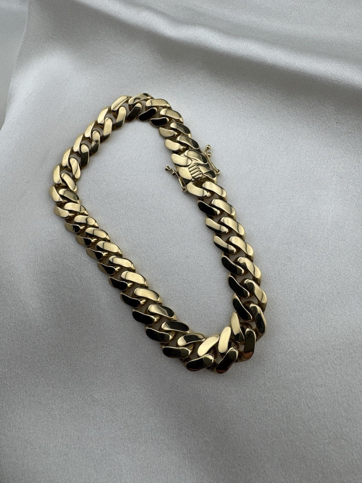 14K Gold Semi Solid Miami Cuban Link Chain Bracelet 9.76mm 8.5 Inch 19.7 Grams