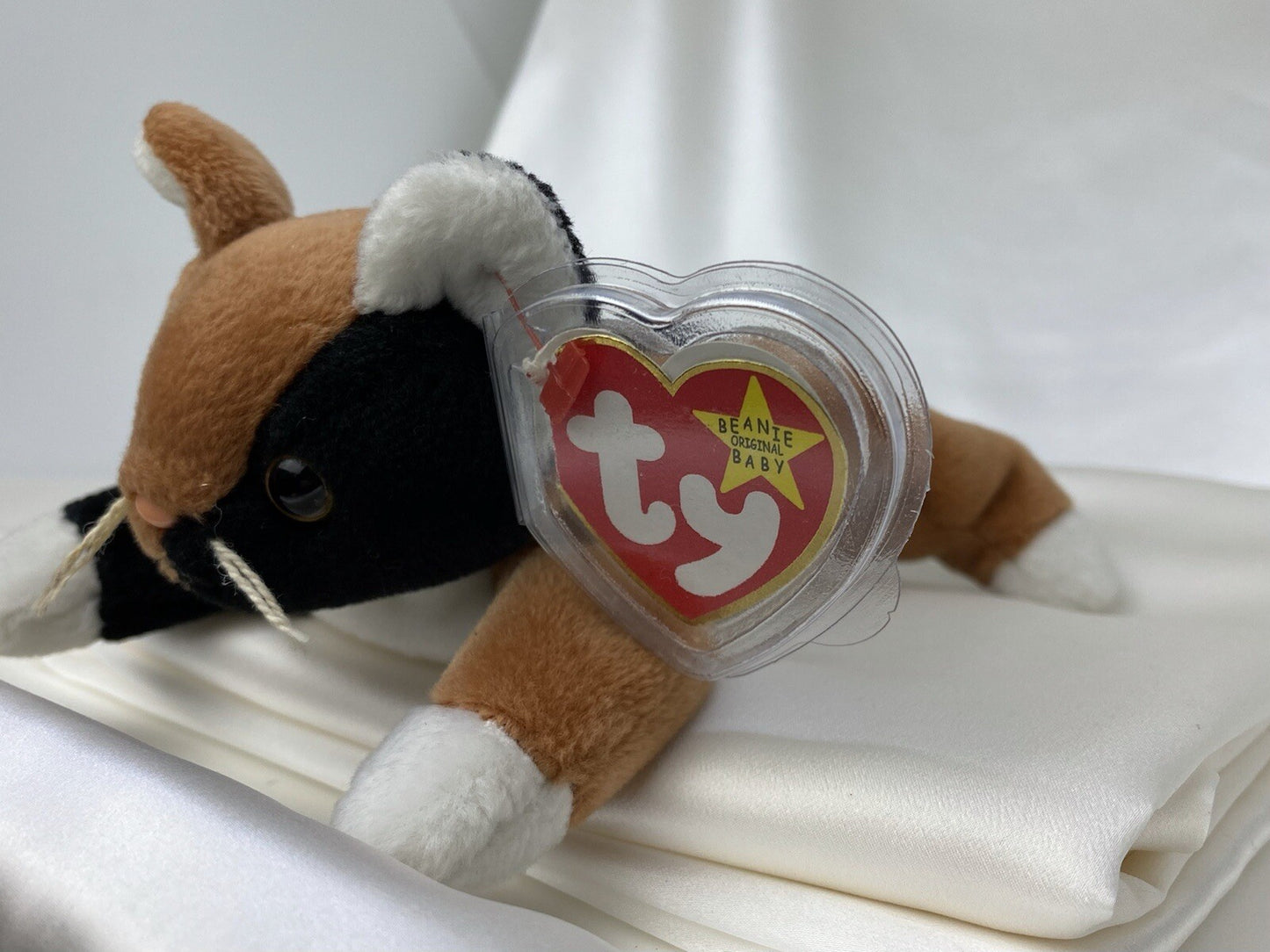 Rare Retired Ty Beanie Baby Chip The Cat 1996 Mint P.E. Pellets With Errors