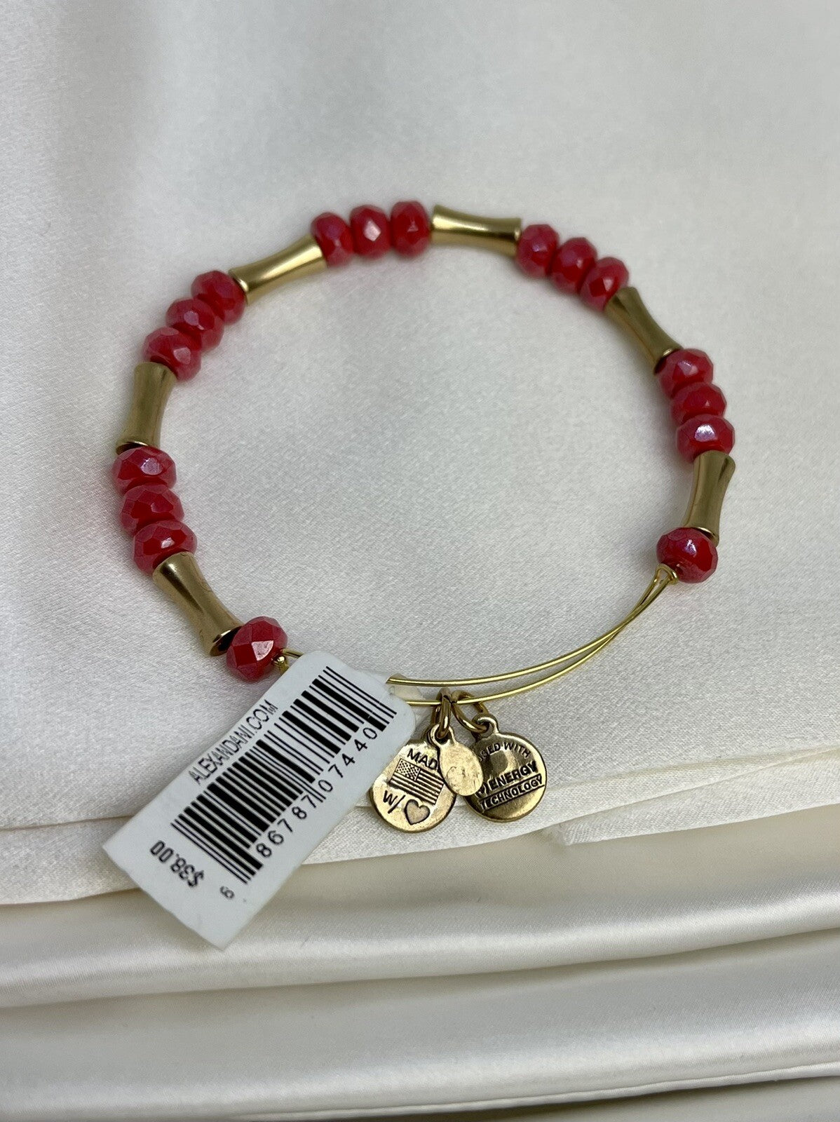 Alex and Ani Red Glade Amaranth Rafaelian Gold Wrap Bangle