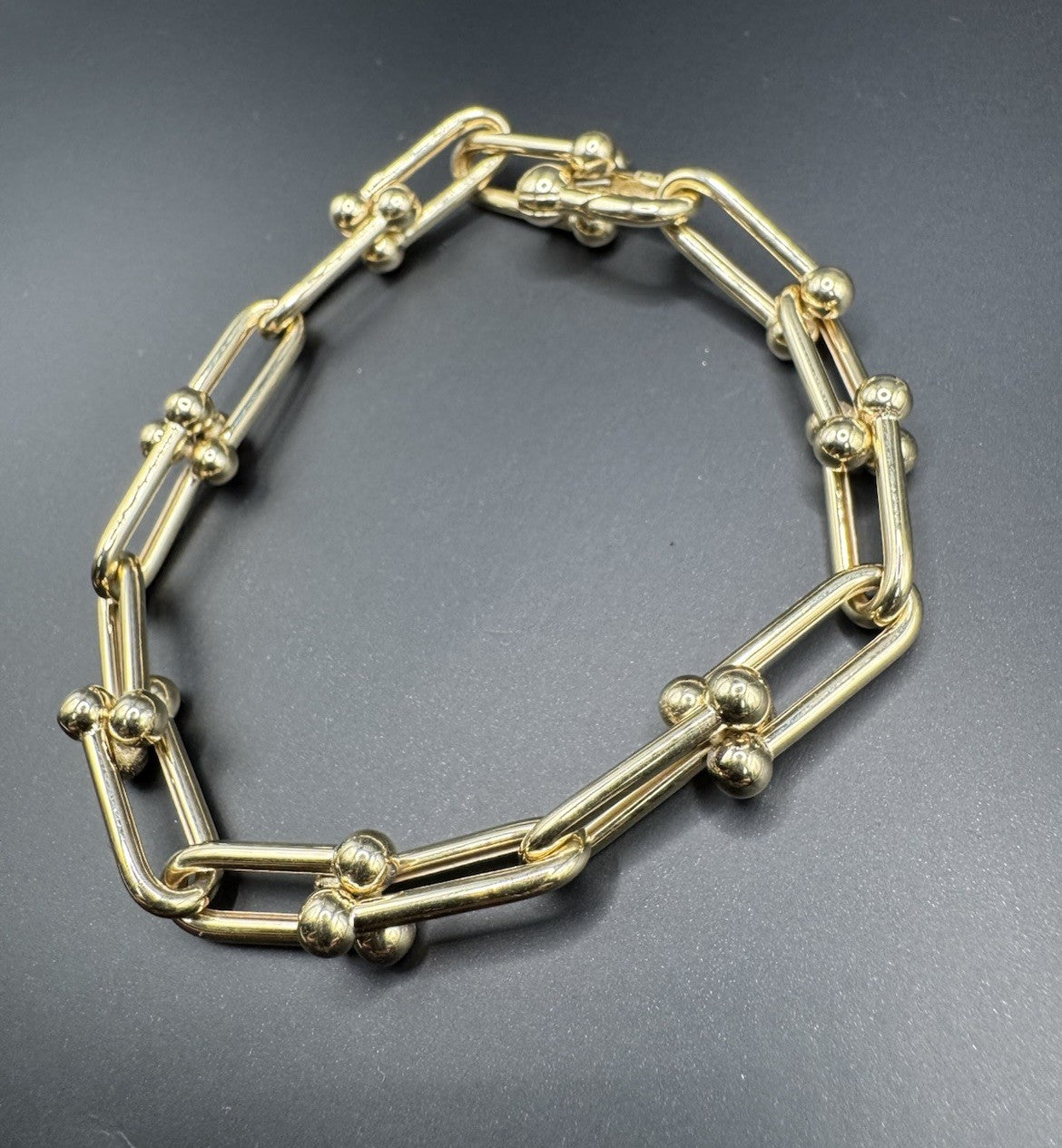 14K Yellow Gold Semi-Solid U-Link Hardwear Bracelet 8.73mm 12.5 Grams Sz 7.50
