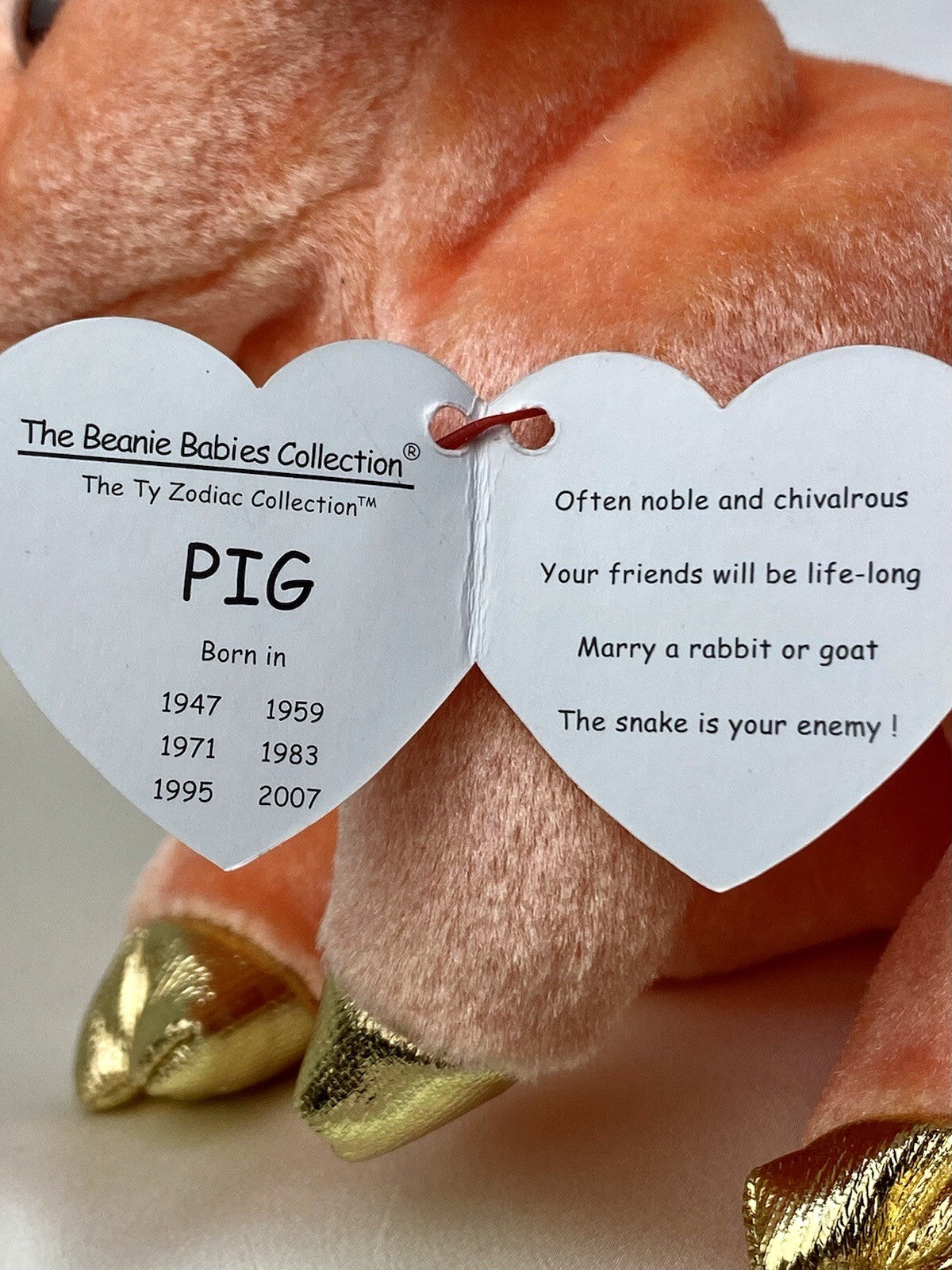 Rare Retired Ty Beanie Baby Pig The Pig Zodiac 2000 Mint P.E. Pellets W Errors