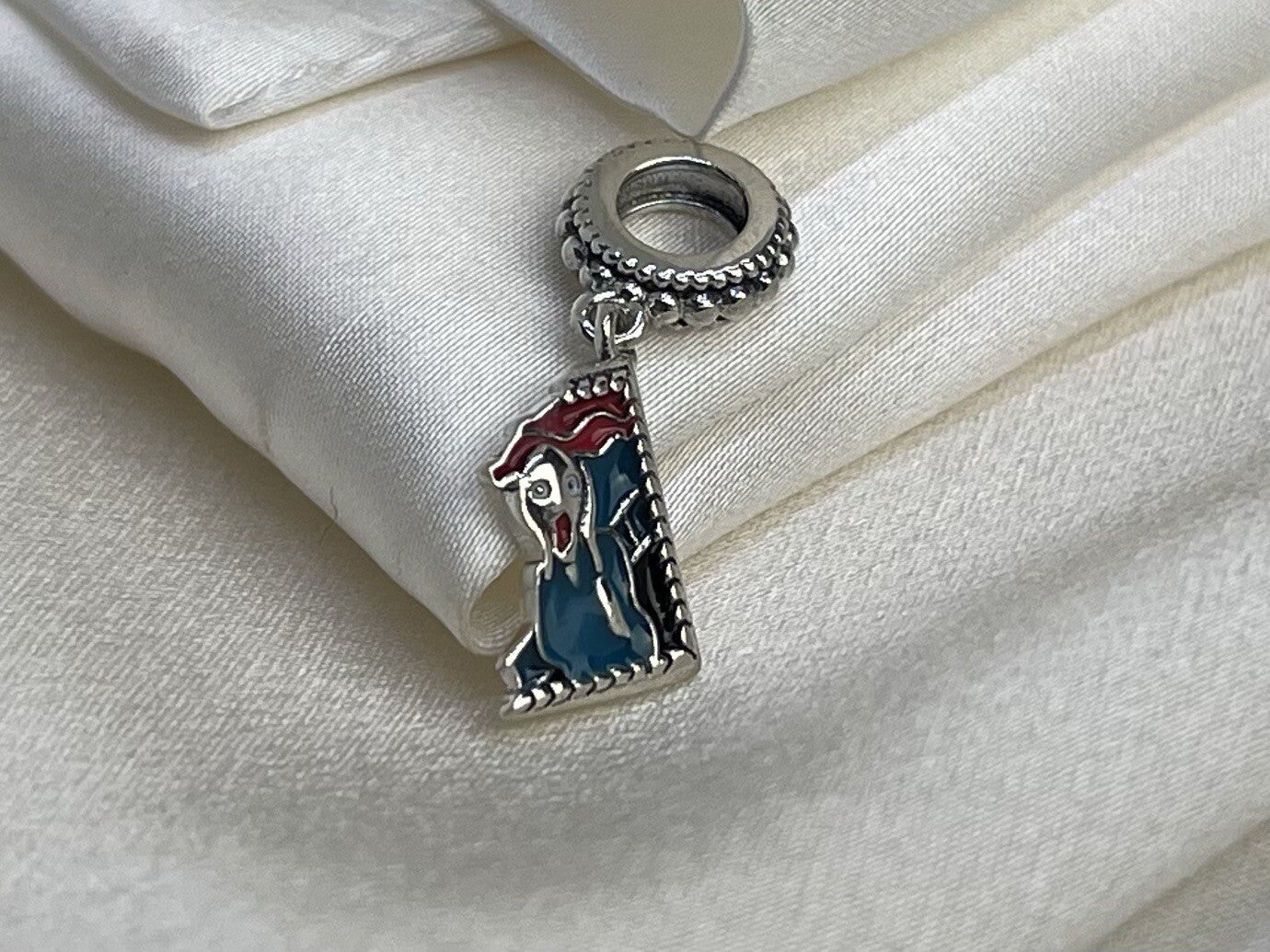 Sterling Silver 925 Dangling Enamel The Scream Art Drawing Painting Charm Sculpt