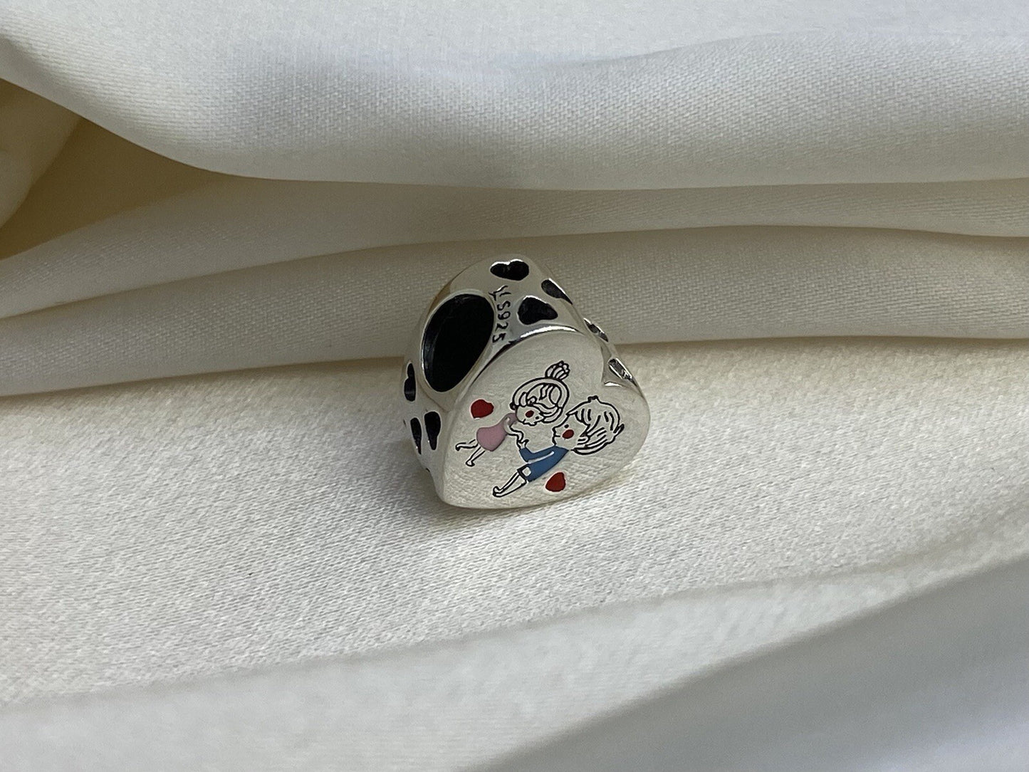 Sterling Silver You Are The Apple Of My Eyes Valentine Love Couple Heart Pendant