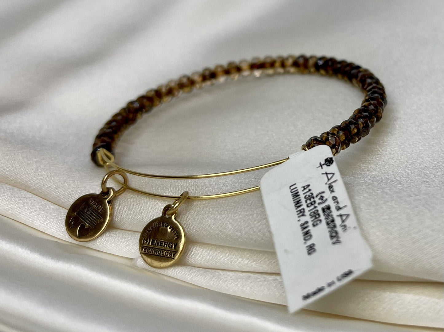 Pulsera tipo brazalete Alex and Ani Luminary Sand Rafaelian Gold Wrap