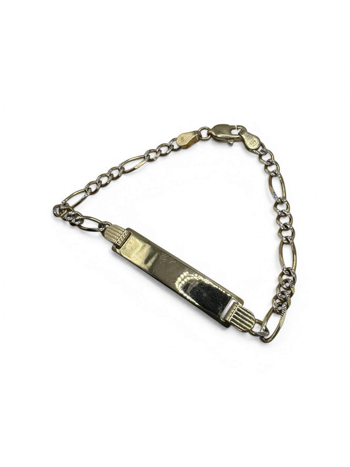 14K Yellow Gold Figaro ID Bracelet 6" Solid Link 3.8G Kids / Petite Women