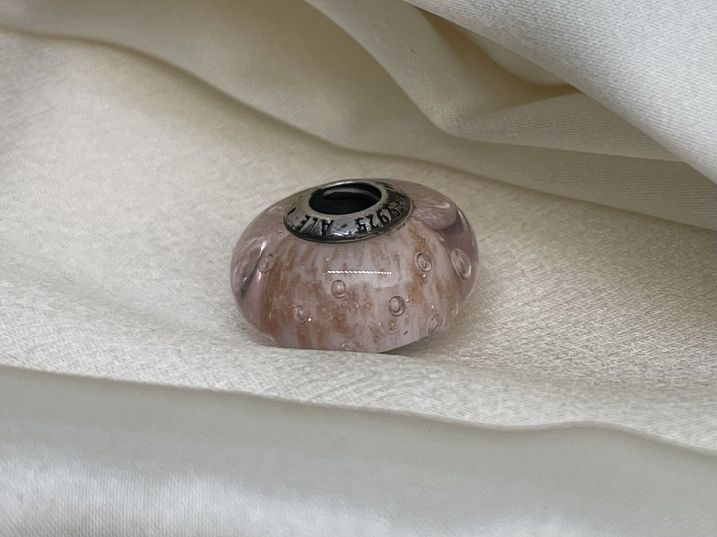 Pandora Plata de Ley 925 Rosa Glitter Circonita Cúbica Brillo Hielo Gota Murano Cristal Charm