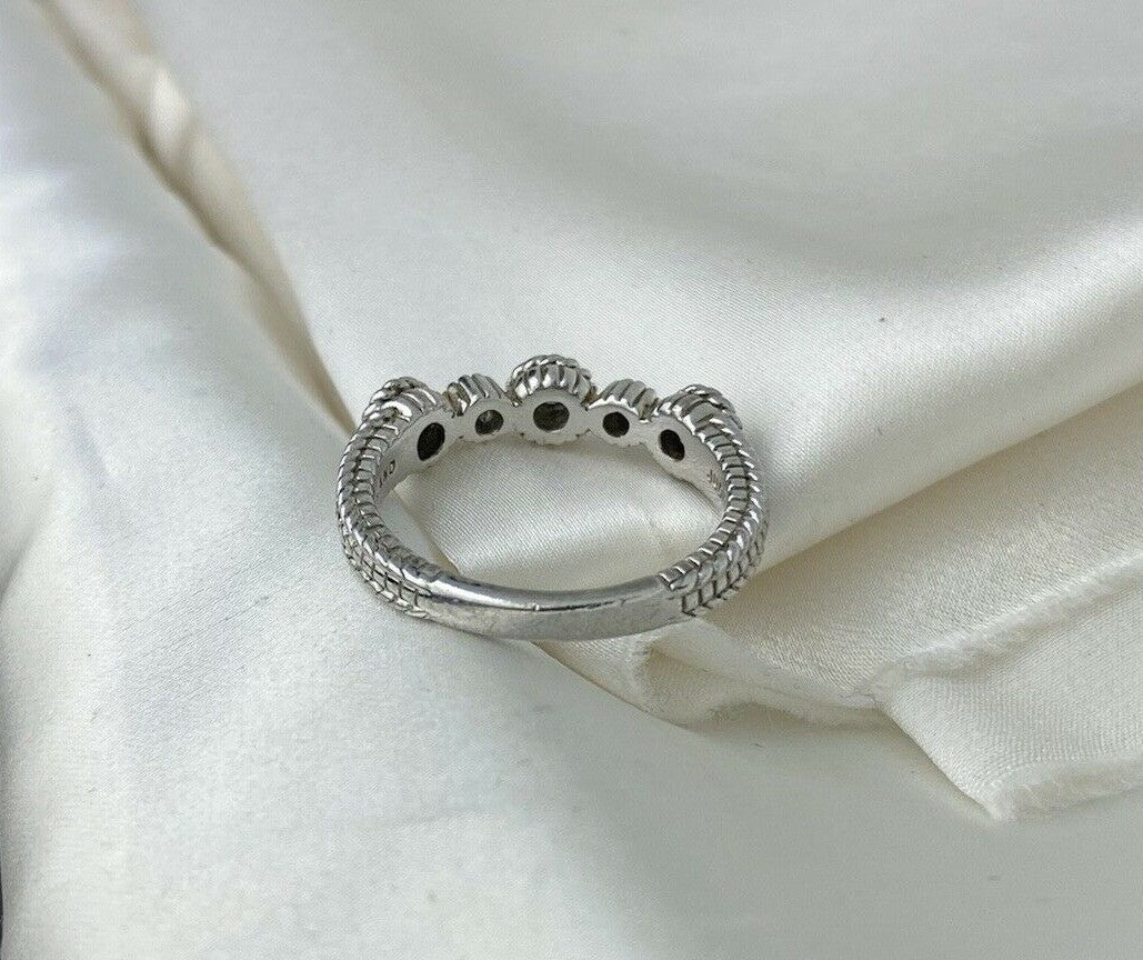 Vintage Judith Ripka Sterling Silver 925 5mm Prasiolite Cubic Zirconia Band Ring